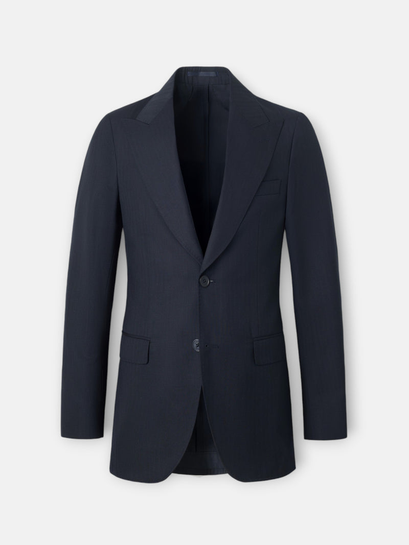 Americana traje herringbone azul marino
