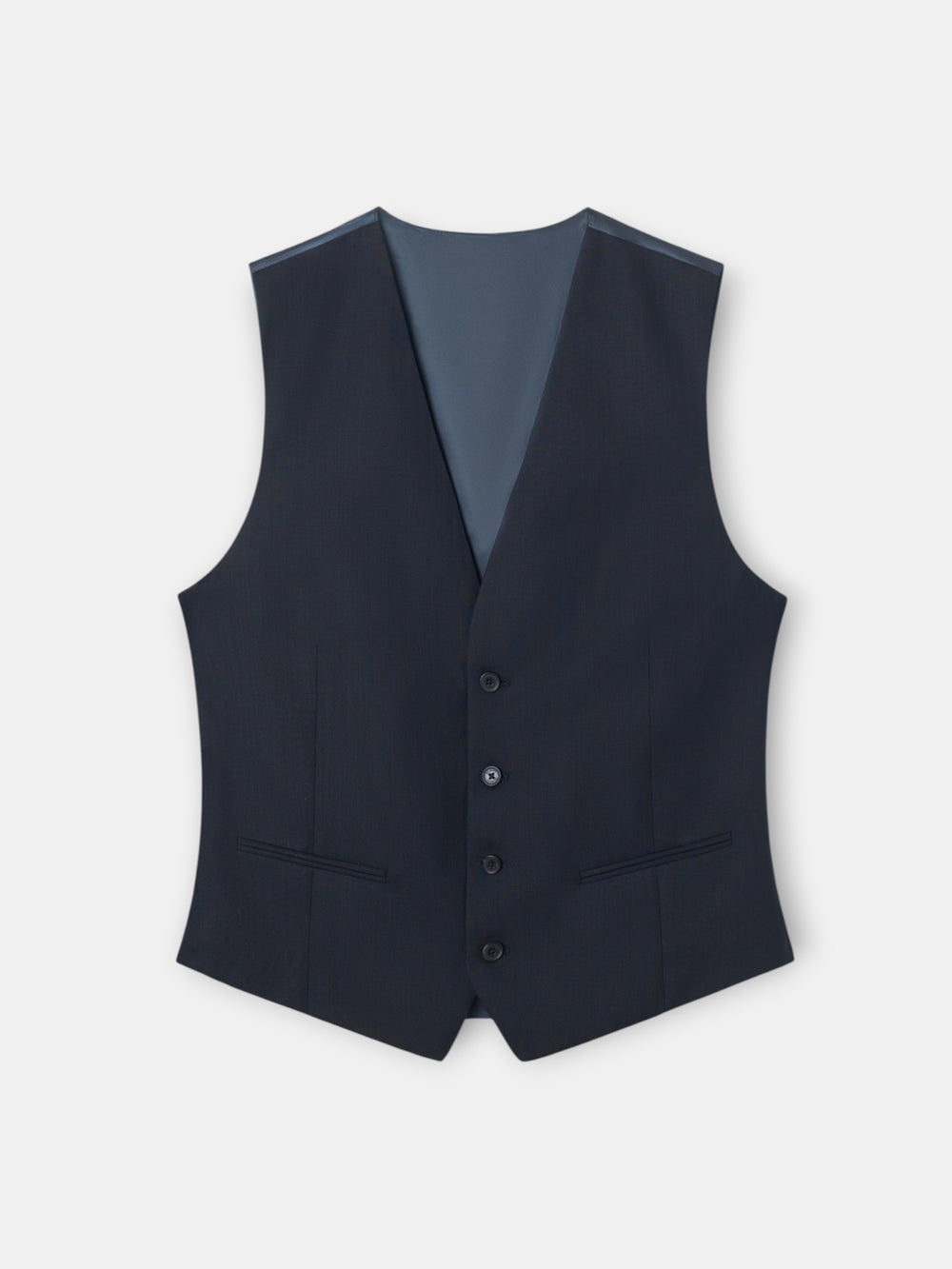 Chaleco recto traje herringbone azul marino