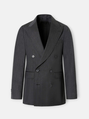 Americana cruzada traje herringbone gris