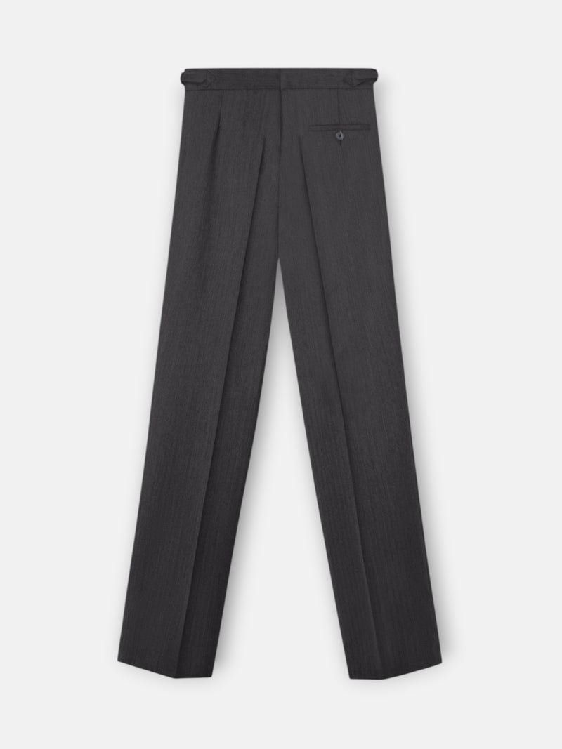 Pantalon traje cruzado herringbone gris