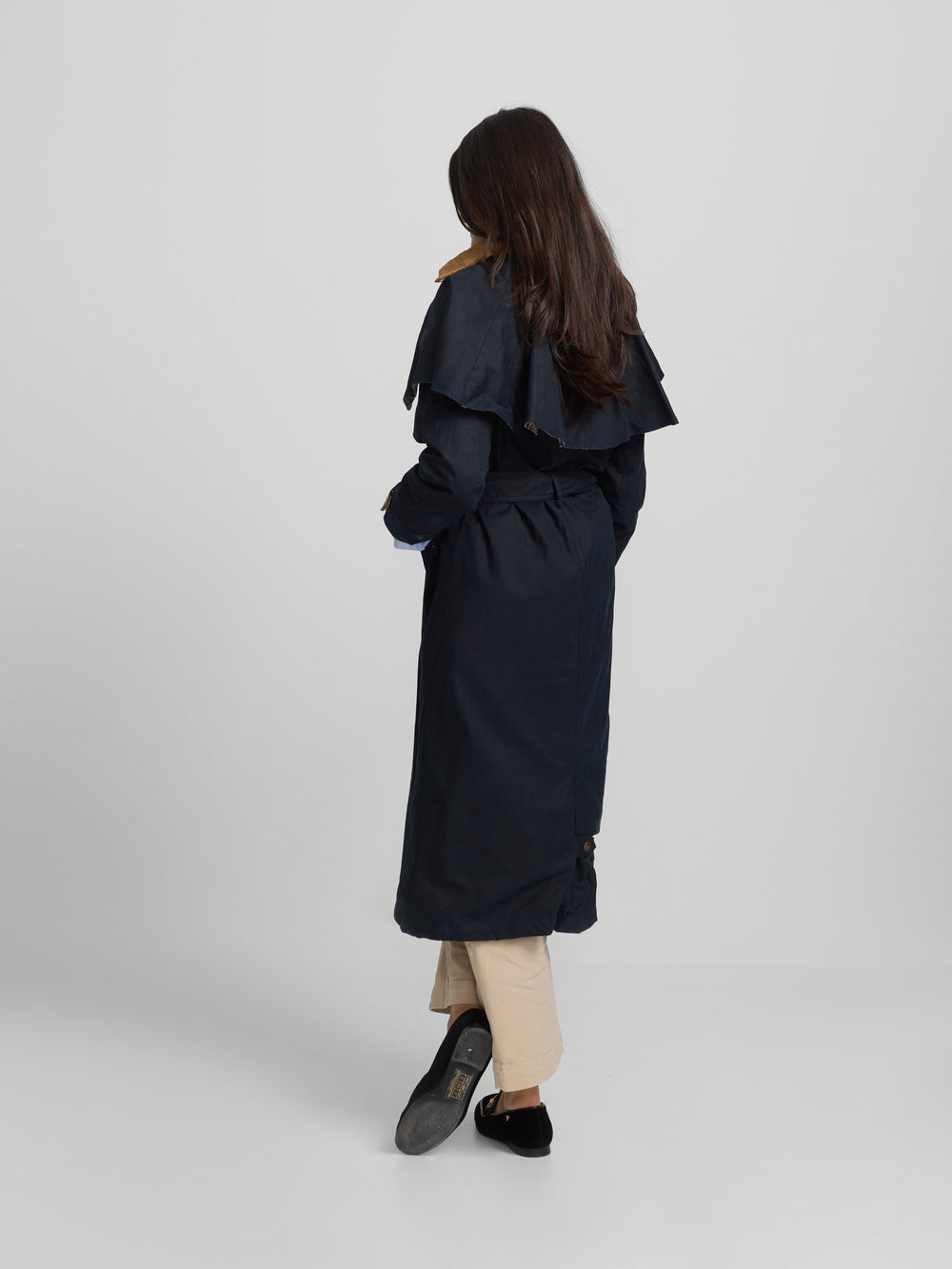 Parka larga encerada azul marino