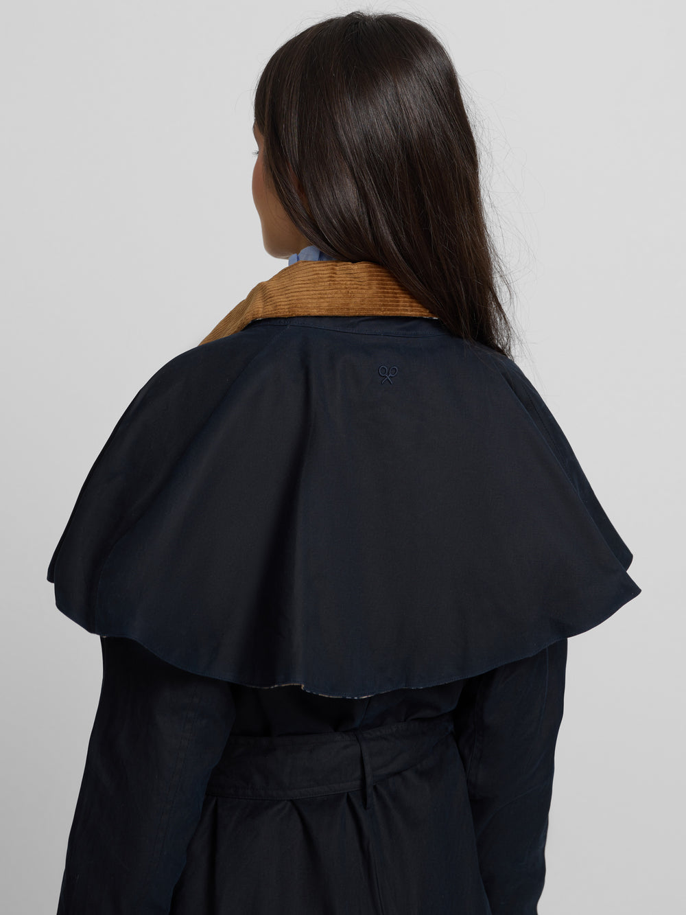 Parka larga encerada azul marino