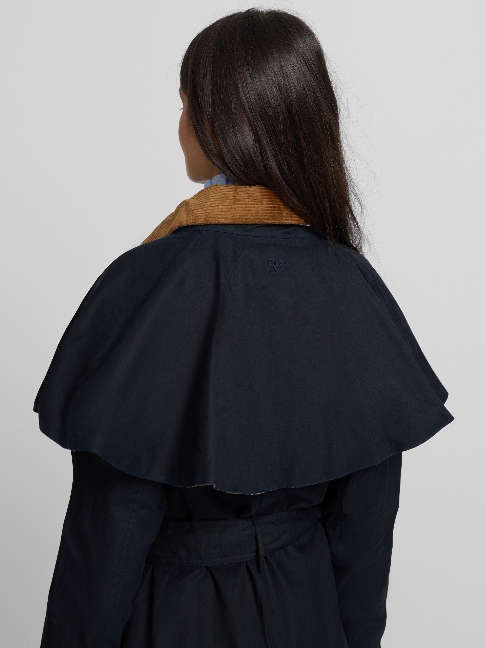 Parka larga encerada azul marino