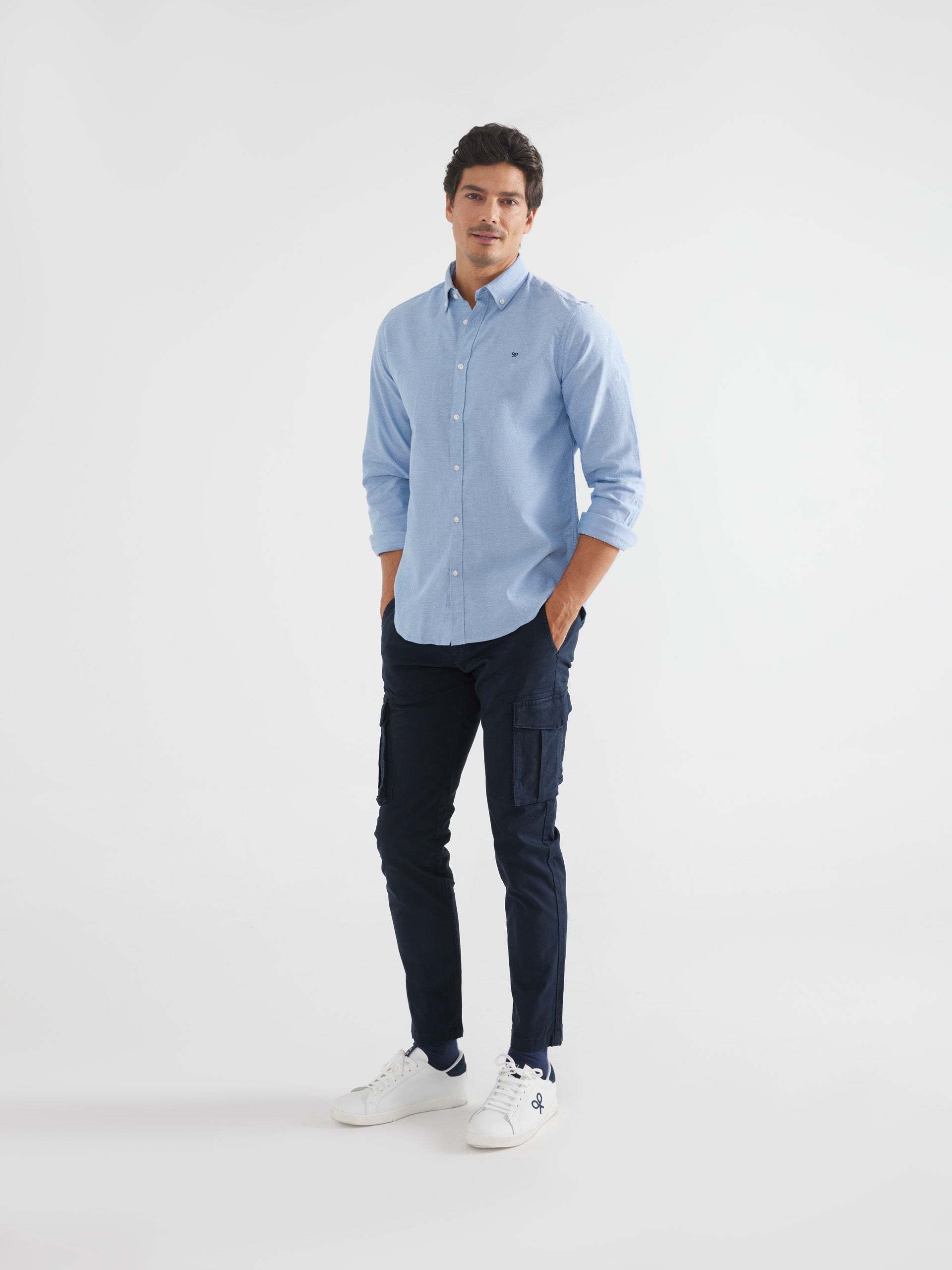 Camisa sport oxford regular fit azul medio