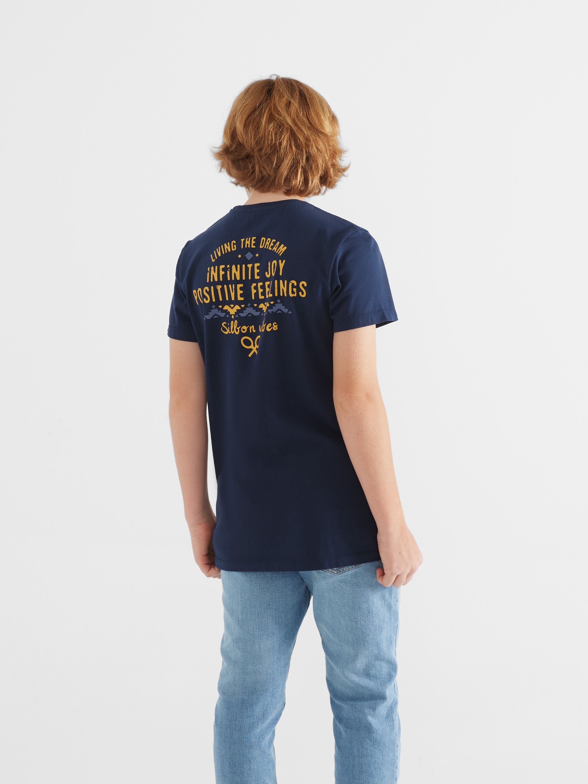 Camiseta kids positive feelings azul marino
