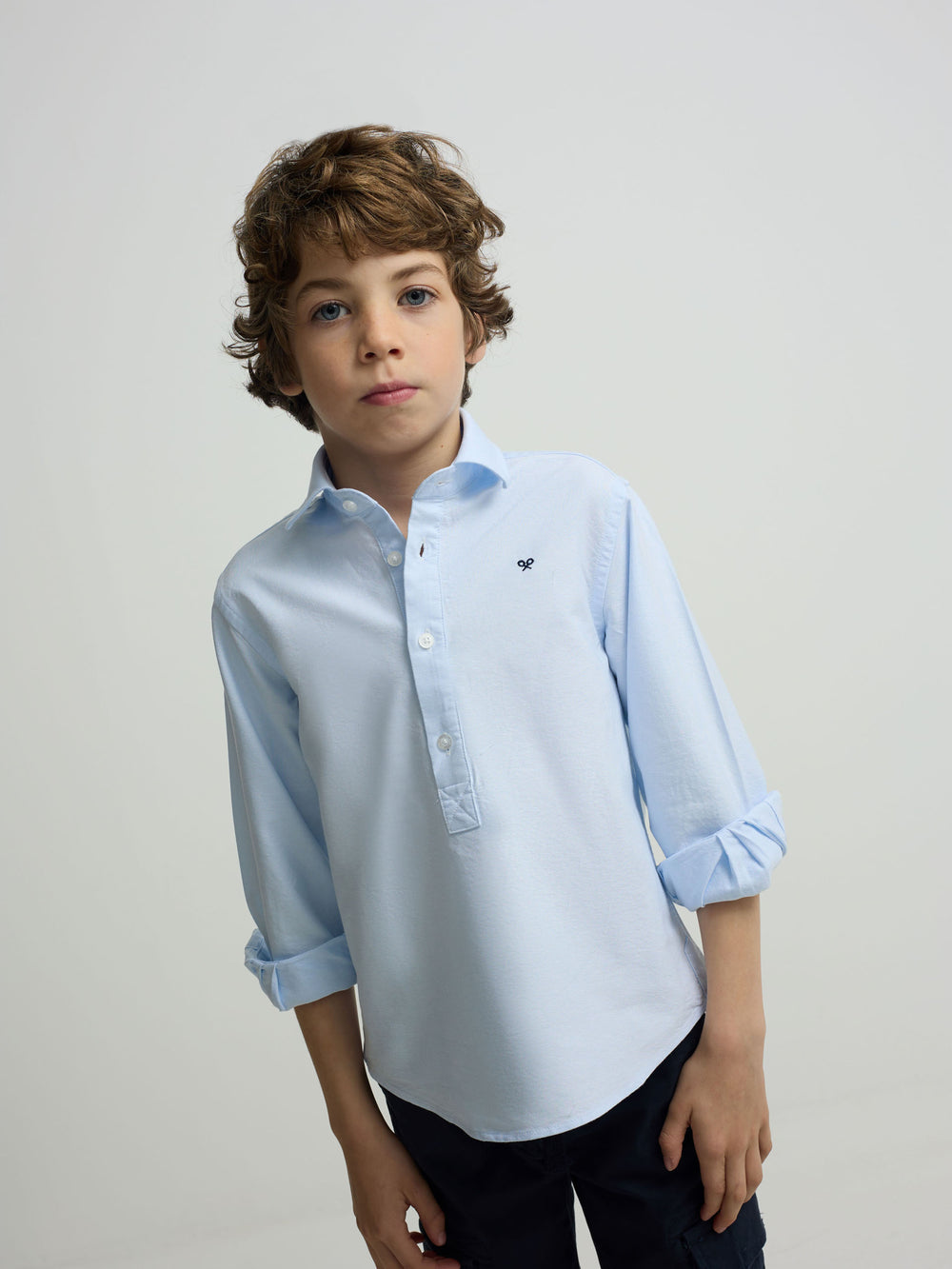 chemise de sport Oxford bleu clair pour enfants