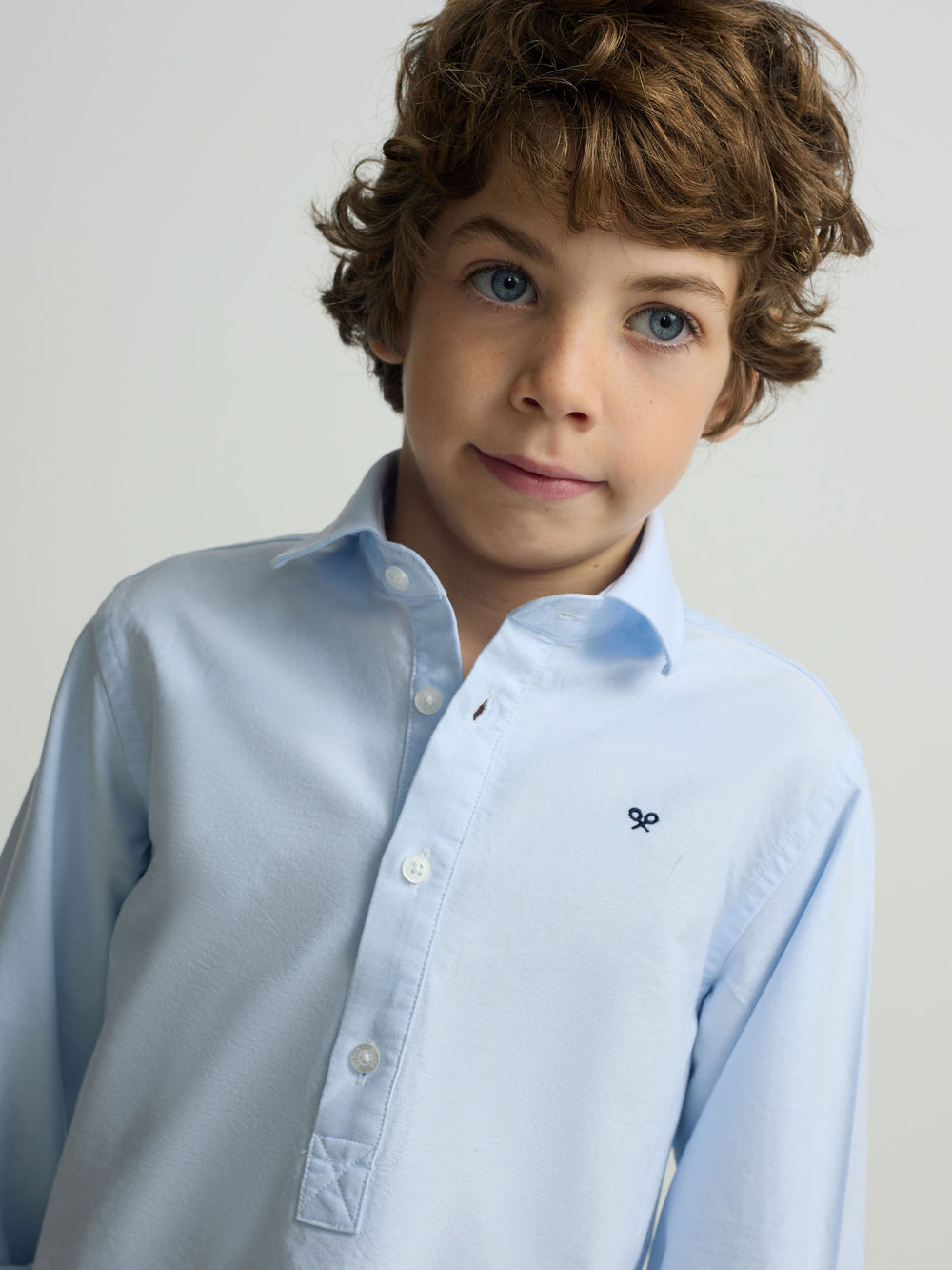 chemise de sport Oxford bleu clair pour enfants