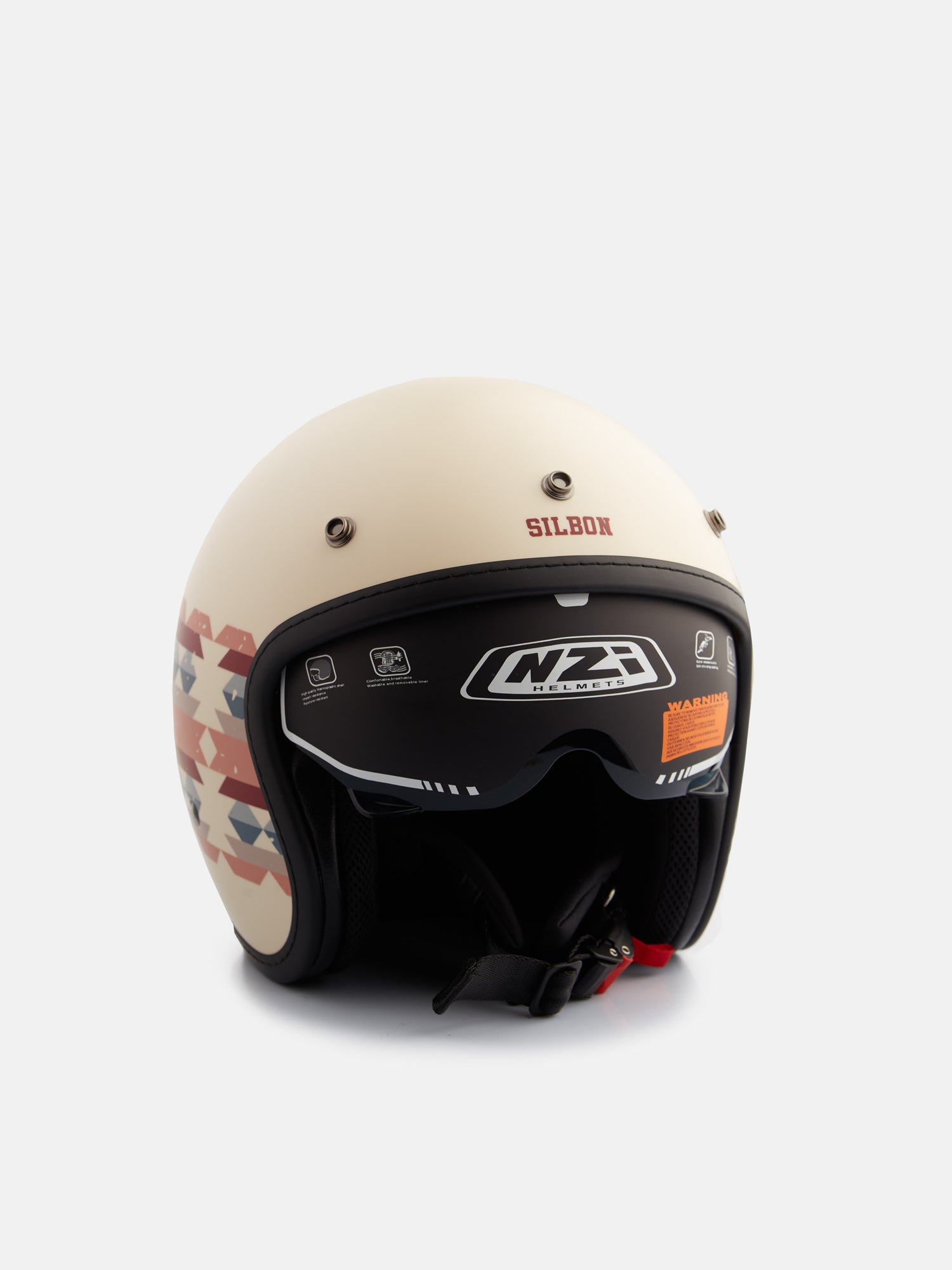 NZIxSilbon cream ethnic motorcycle helmet