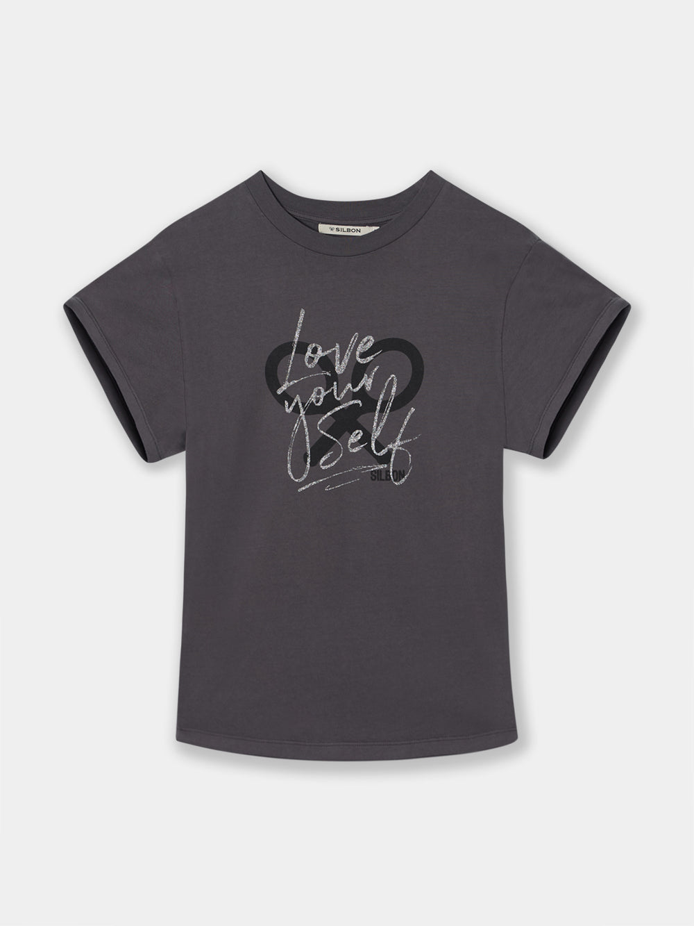 Camiseta woman manga roll out negra