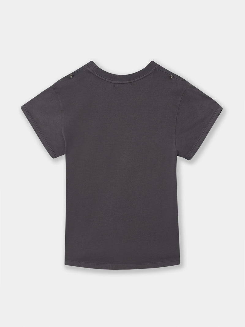 Camiseta woman manga roll out negra