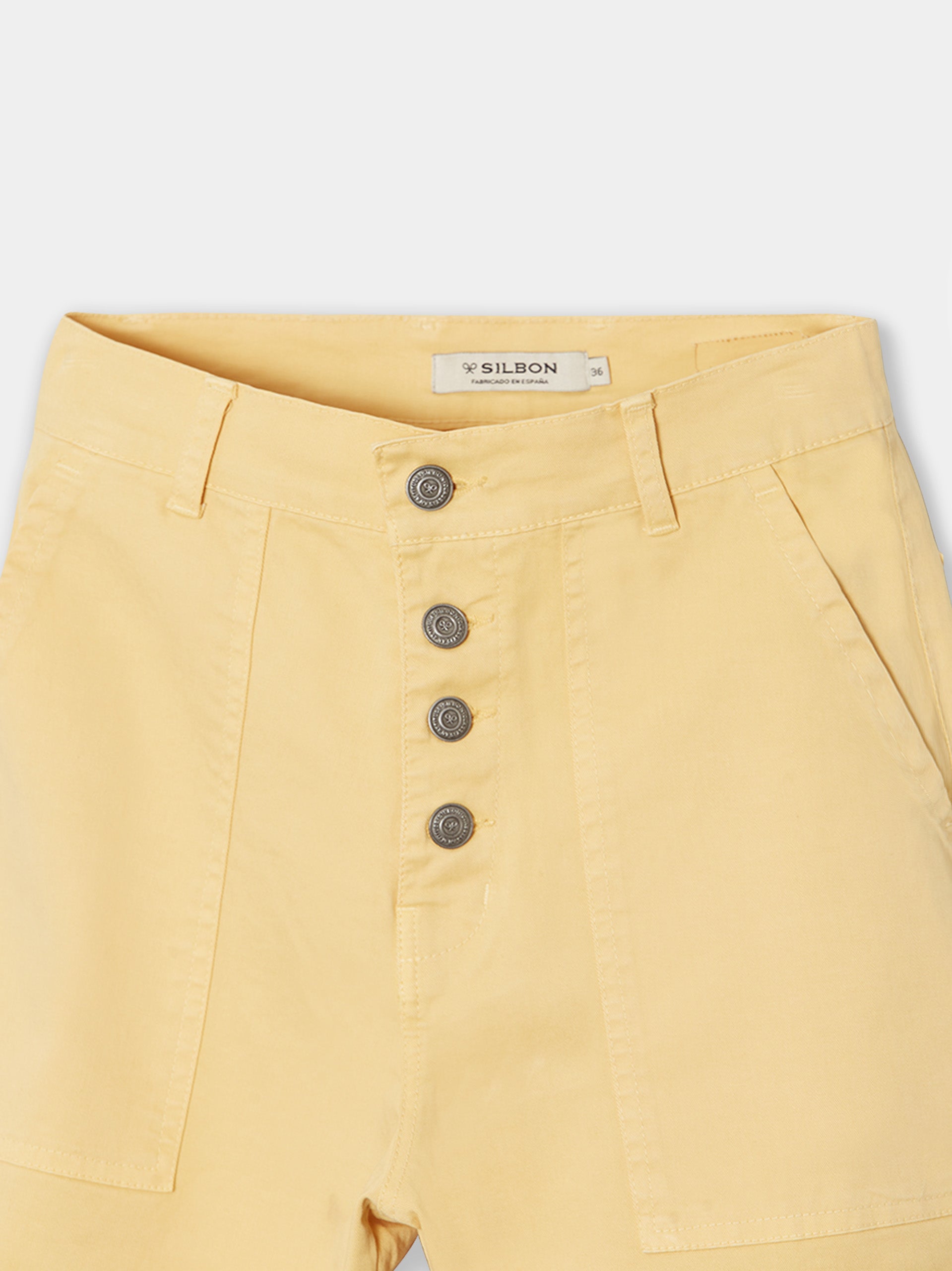 Pantalon woman denim cargo amarillo