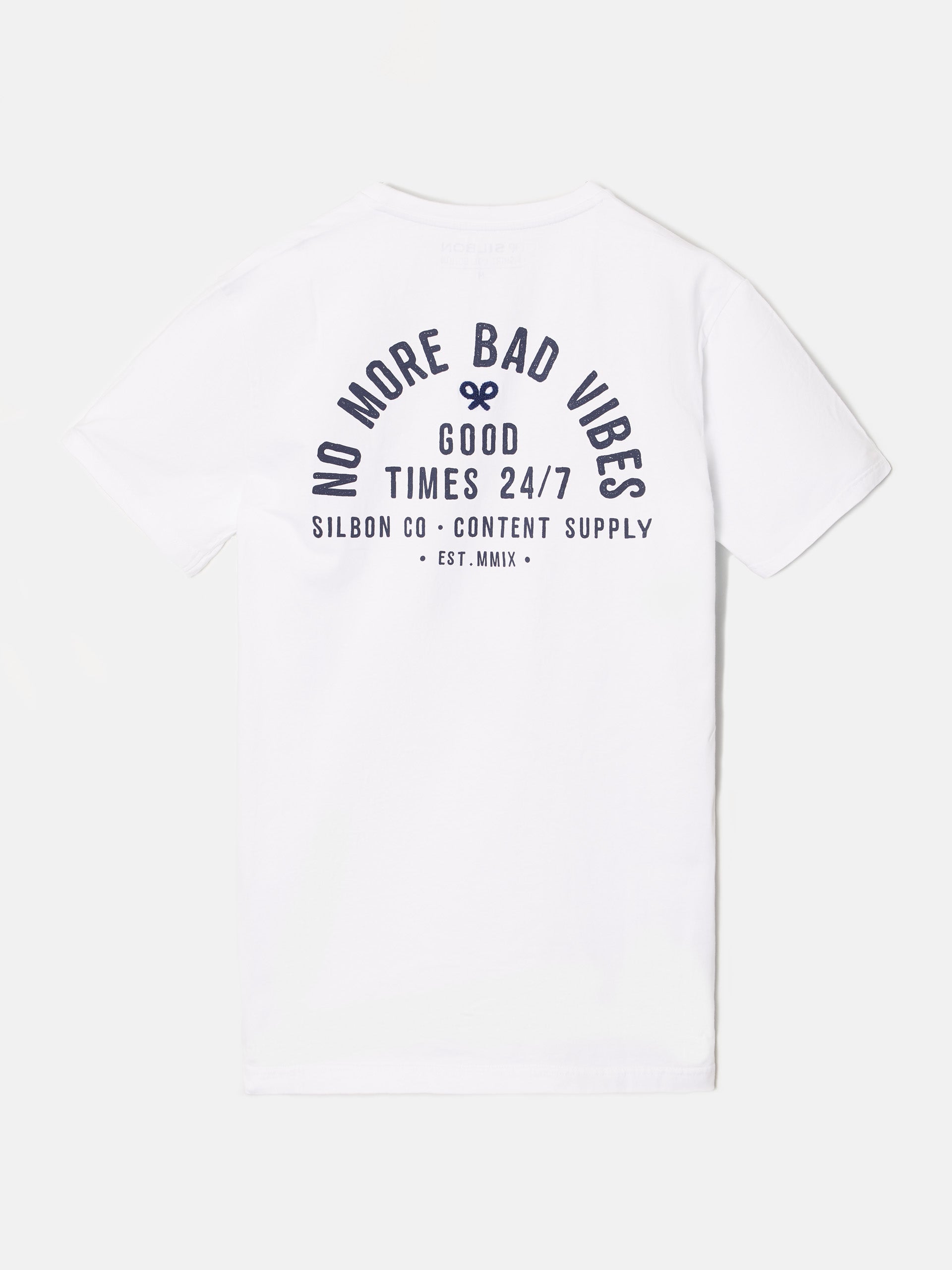 Camiseta no more bad vibes blanca