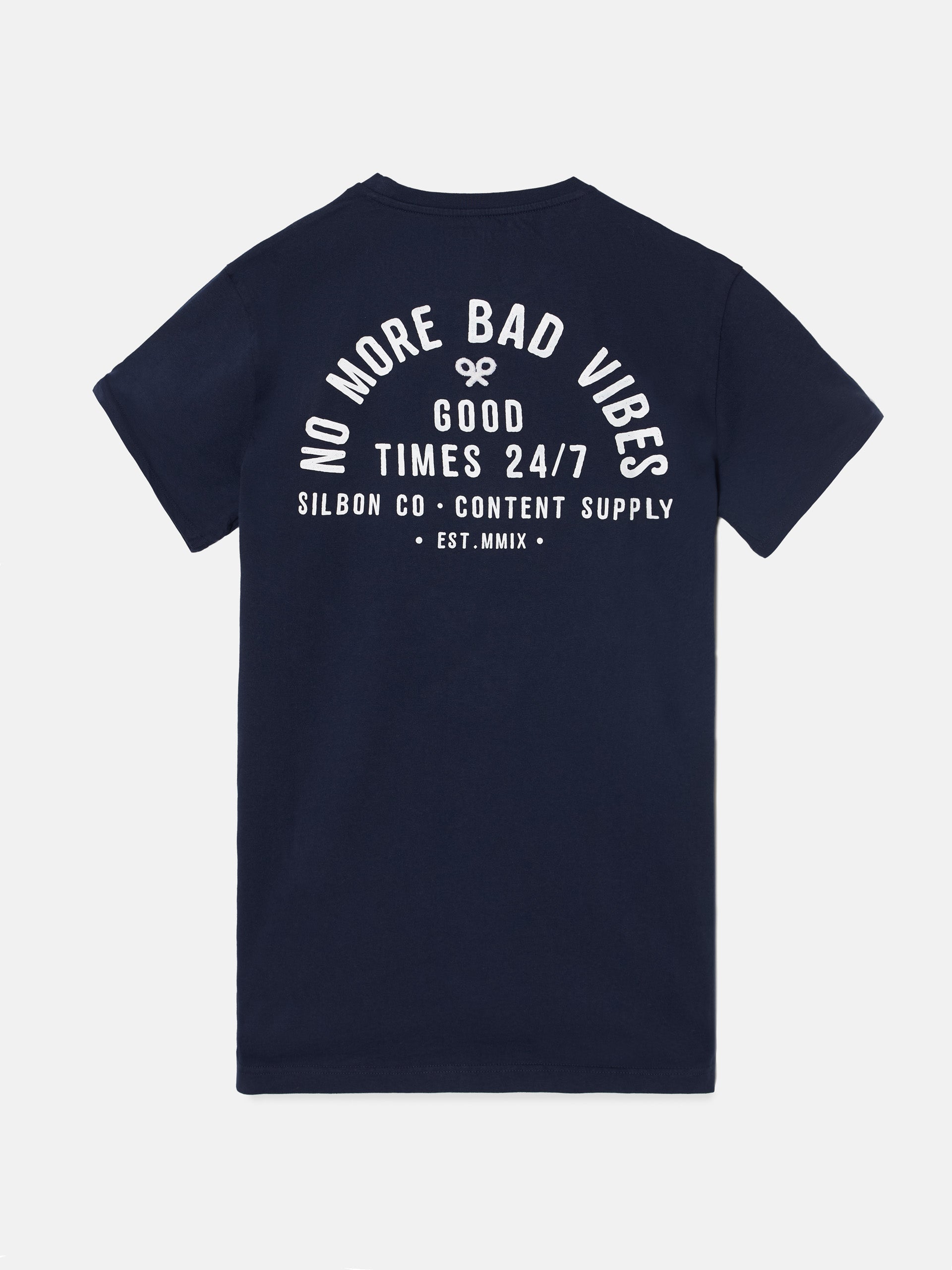 Camiseta no more bad vibes azul marino