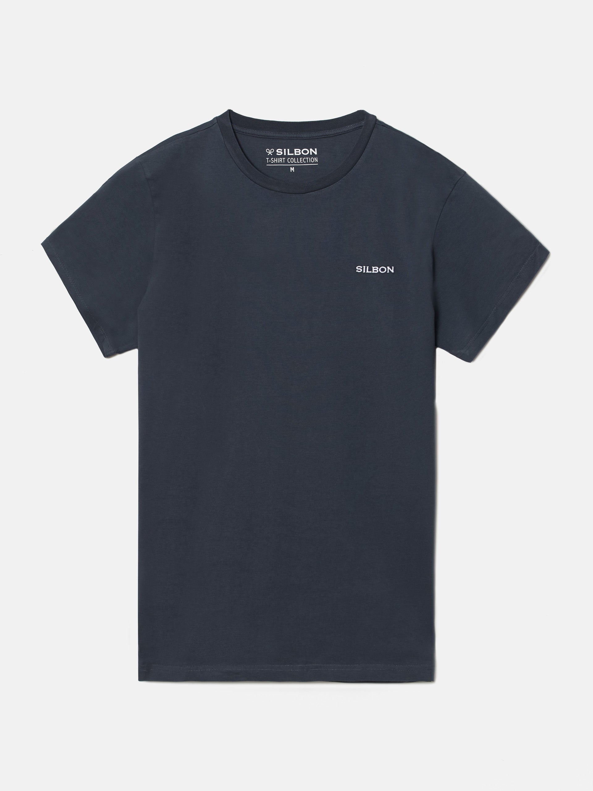 Camiseta miniletras silbon azul marino
