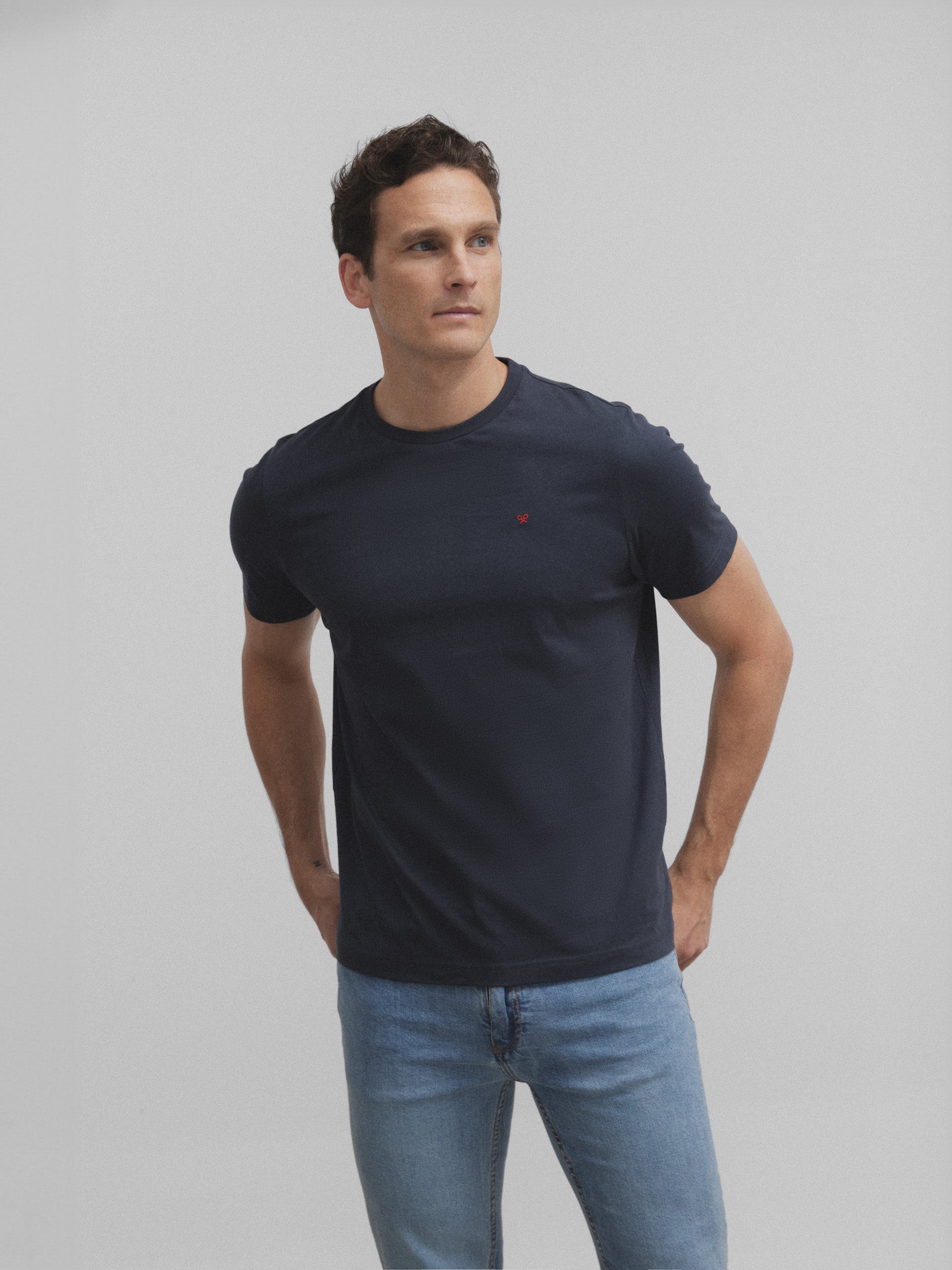 Camiseta silbon minilogo azul marino