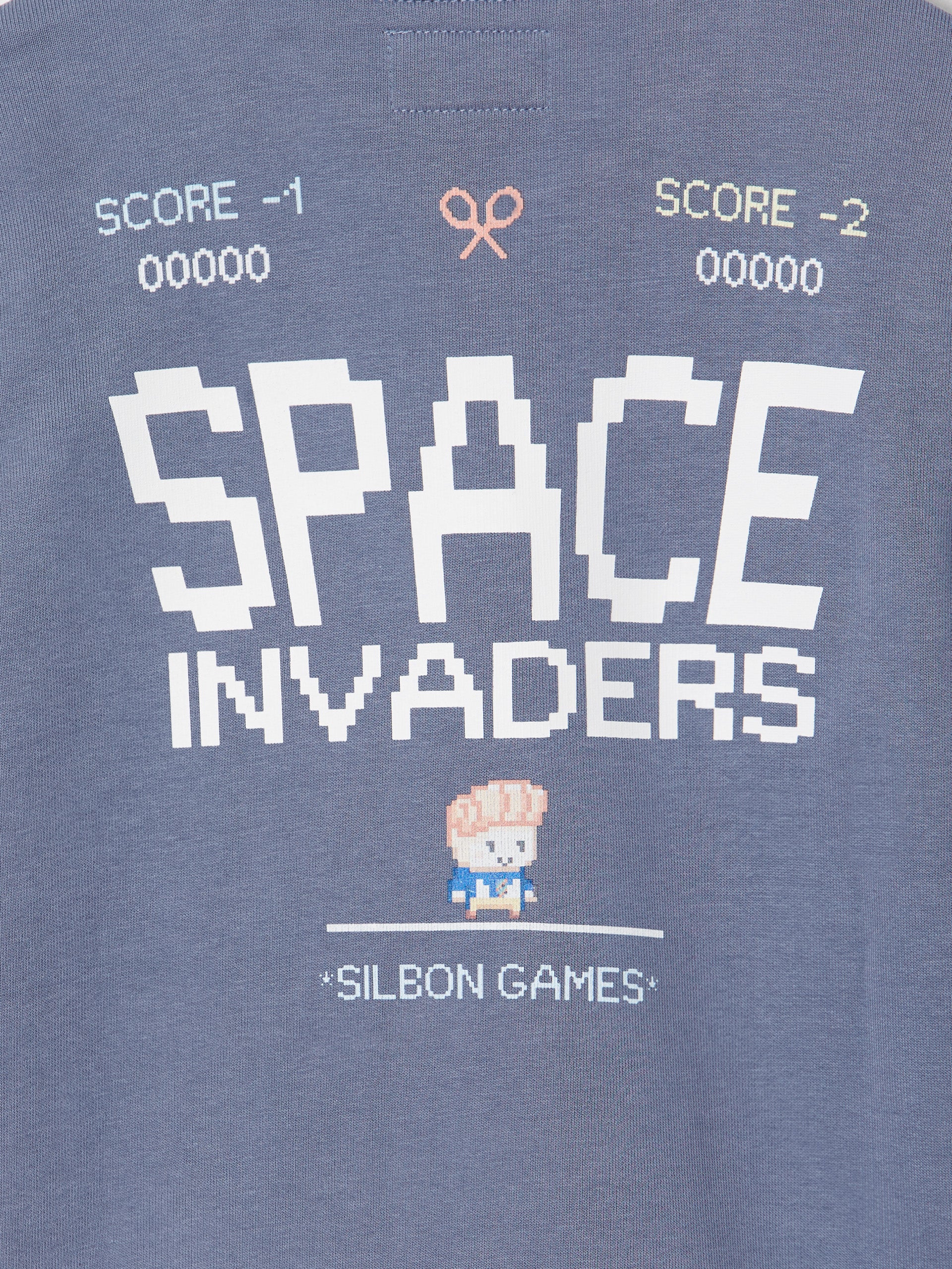 Sudadera kids space invaders gris azul