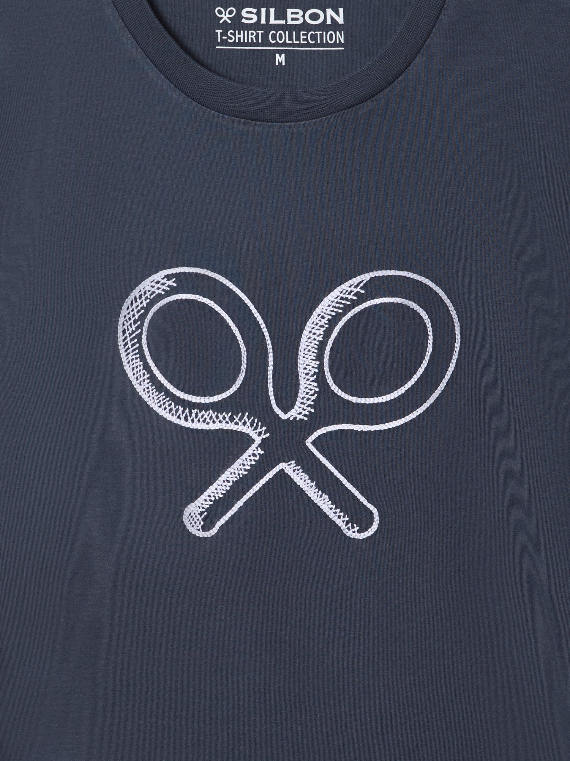 Camiseta raqueta bordada azul marino