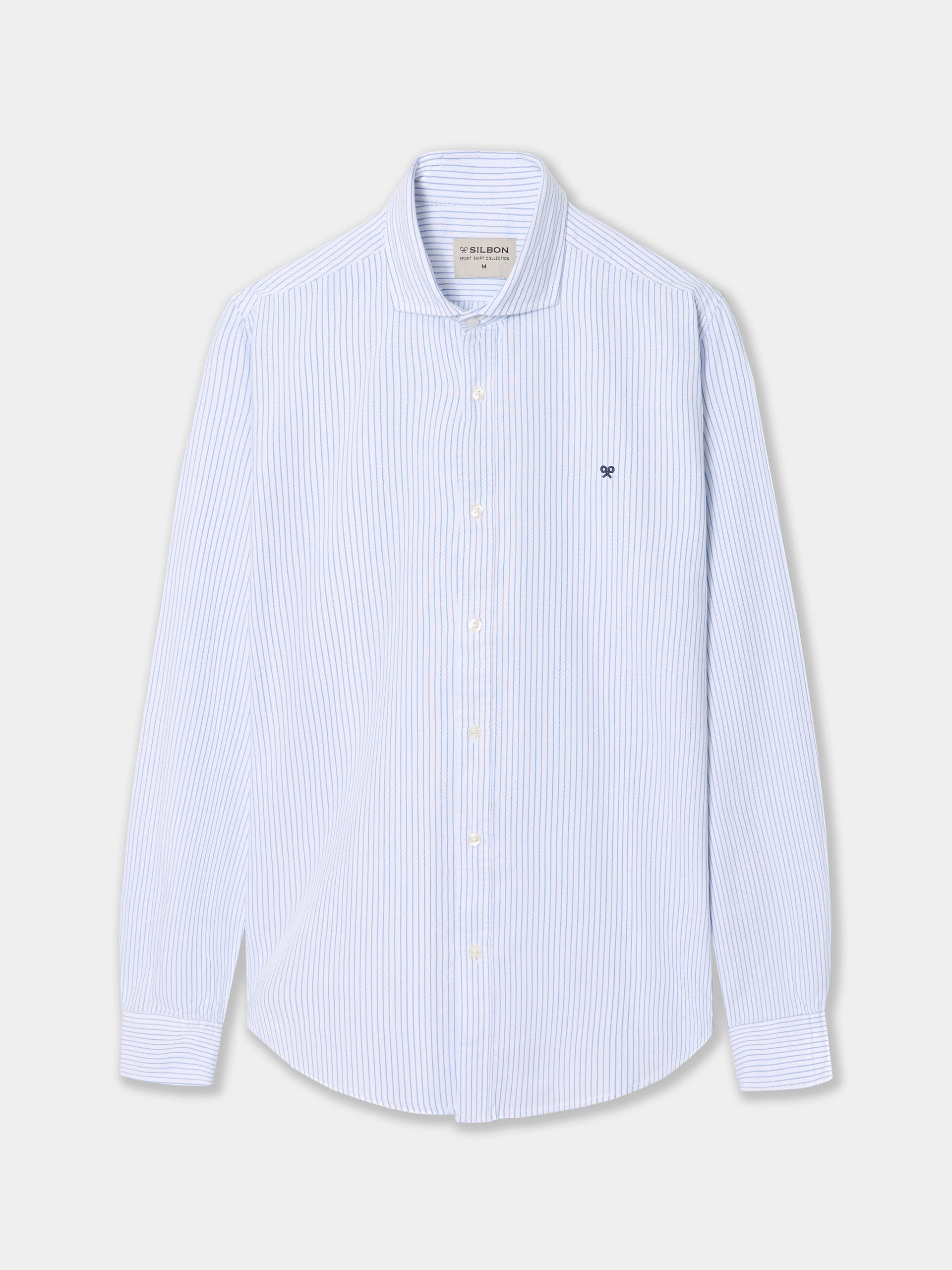 Camisa sport oxford raya fina azul blanca
