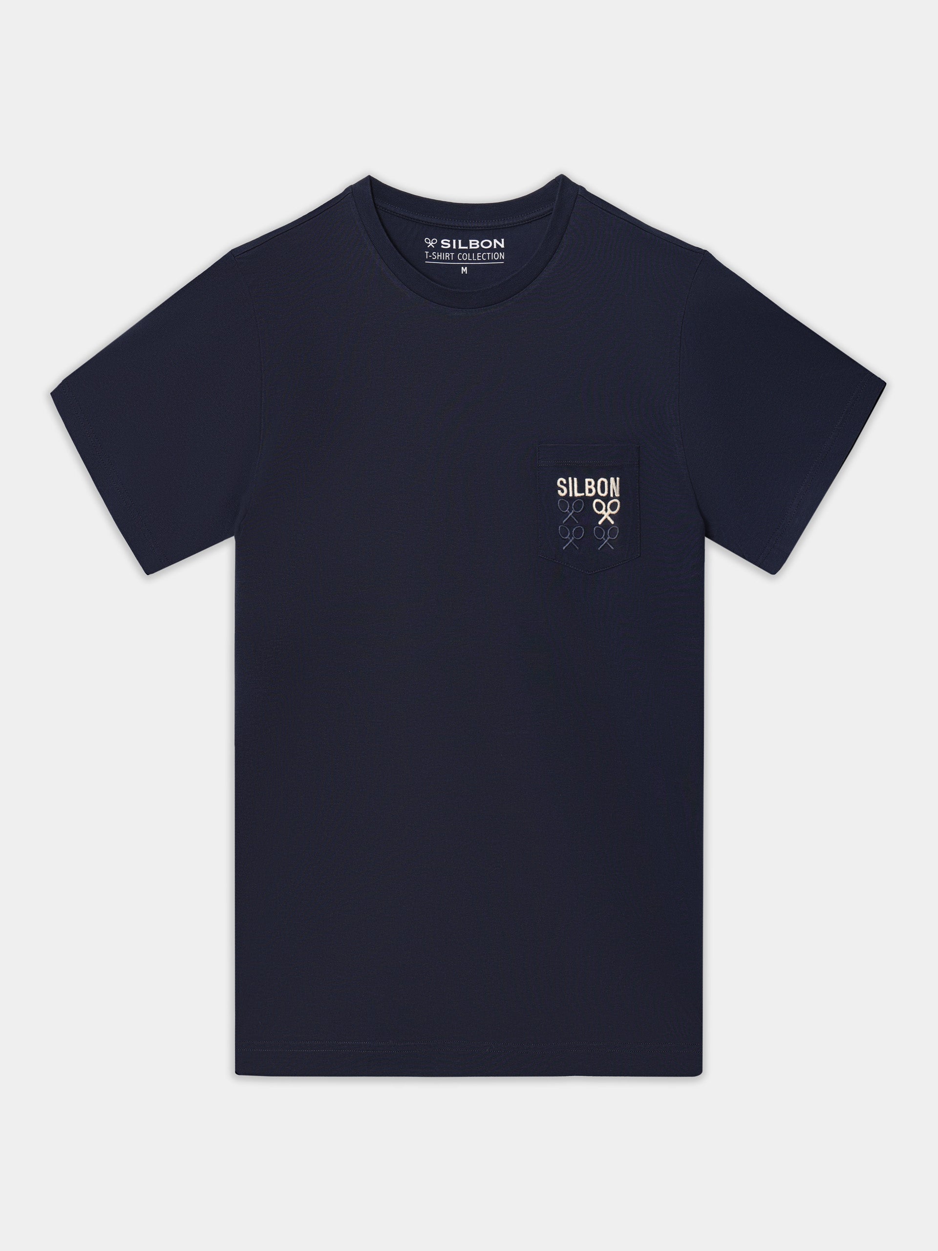 Camiseta silbon bolsillo miniraquetas azul marino