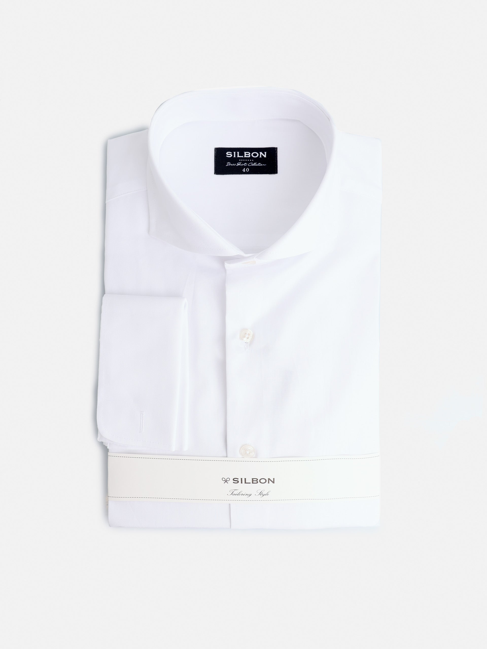 Camisa vestir espiga blanca puño doble