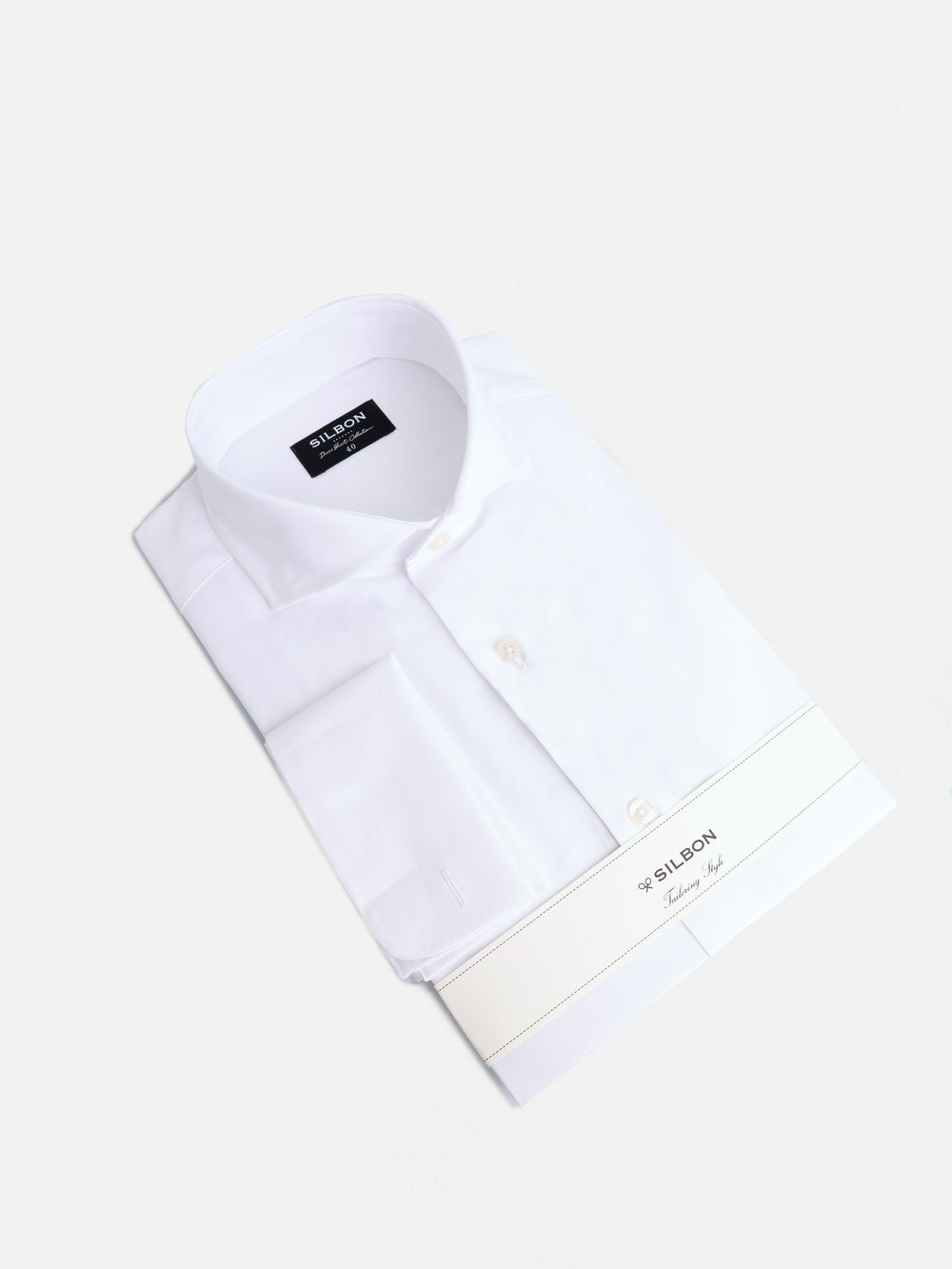 Camisa vestir espiga blanca puño doble