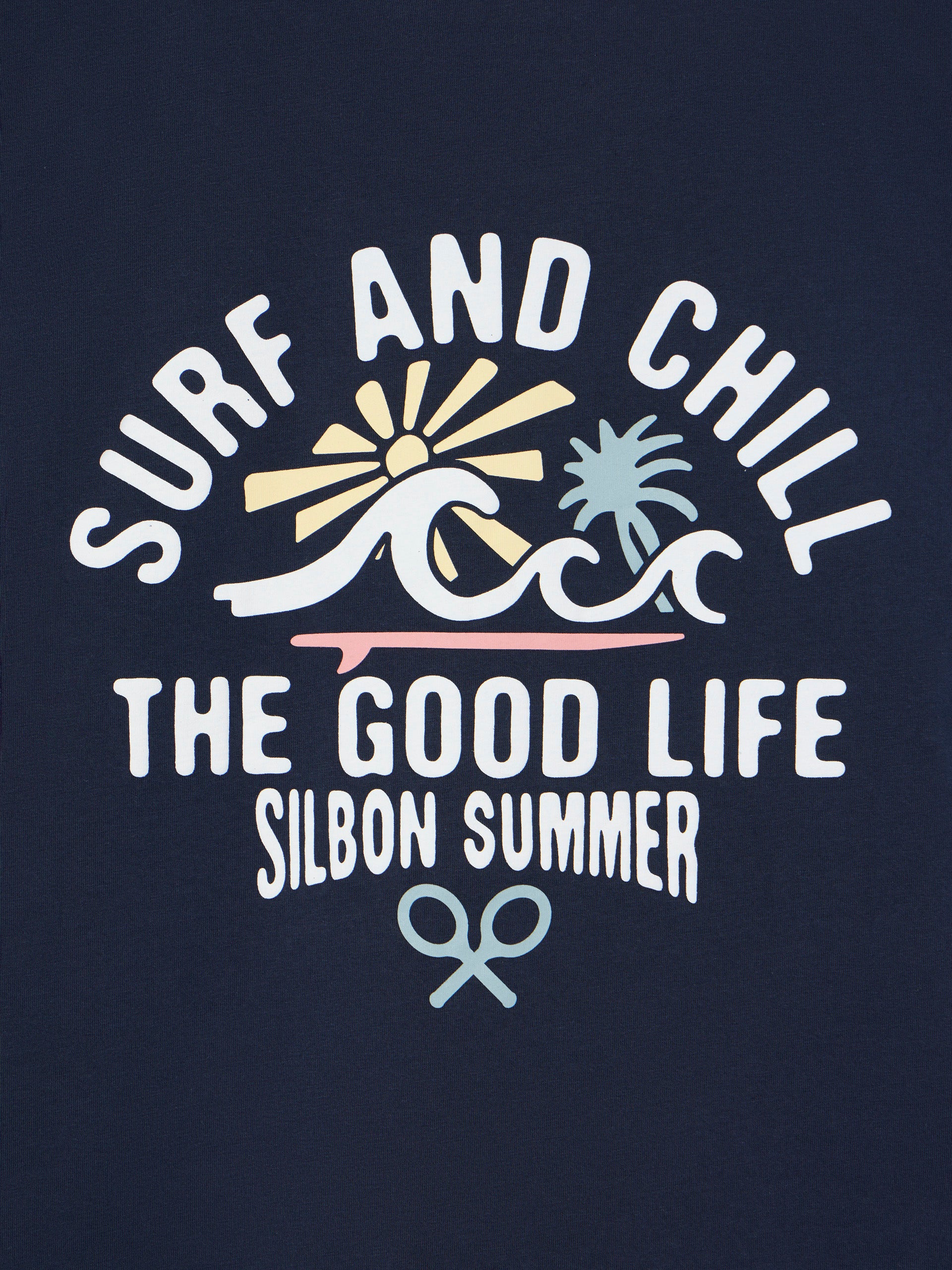 Camiseta surf and chill azul marino