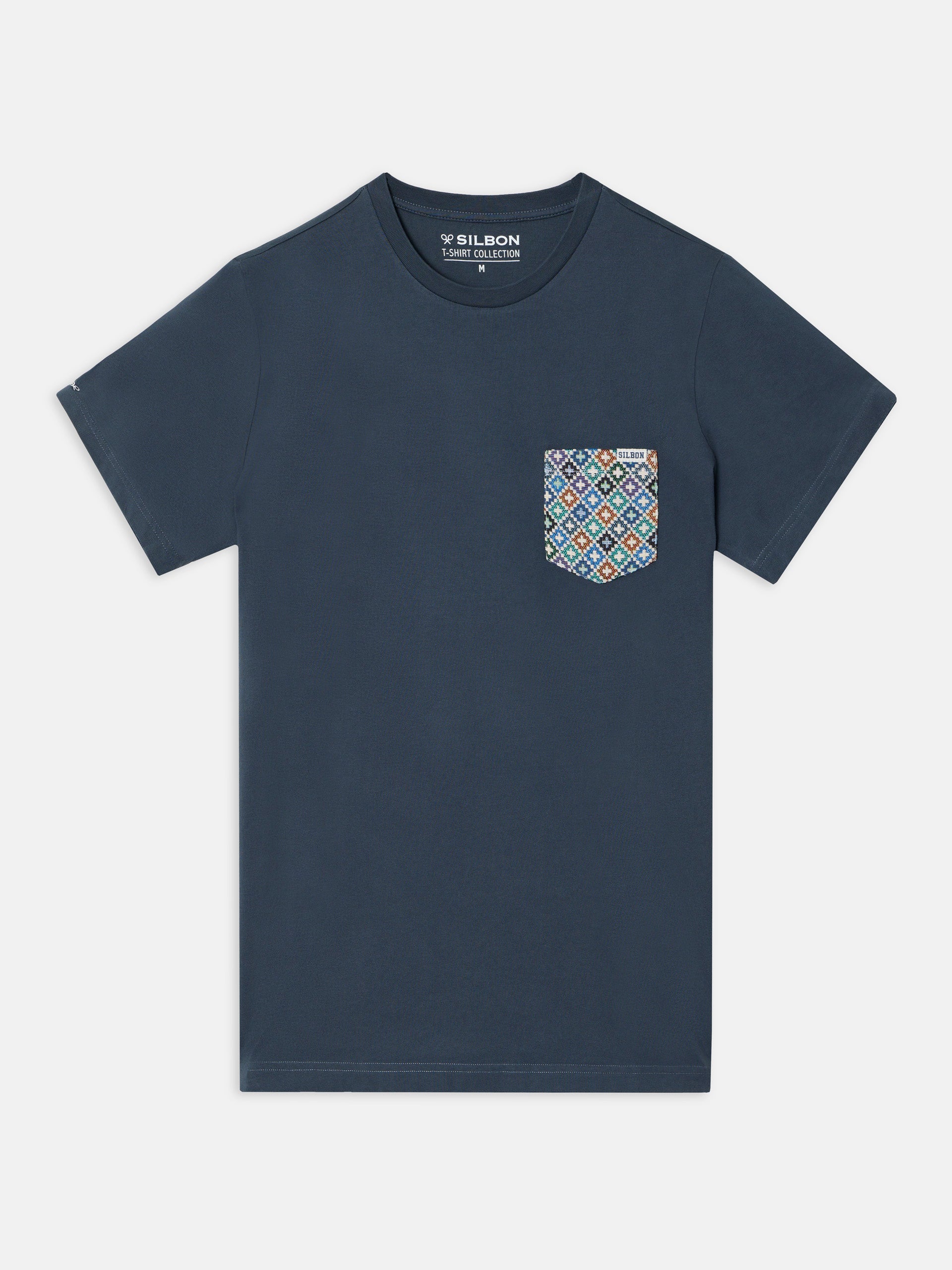 Camiseta clasica bolsillo etnico azul marino