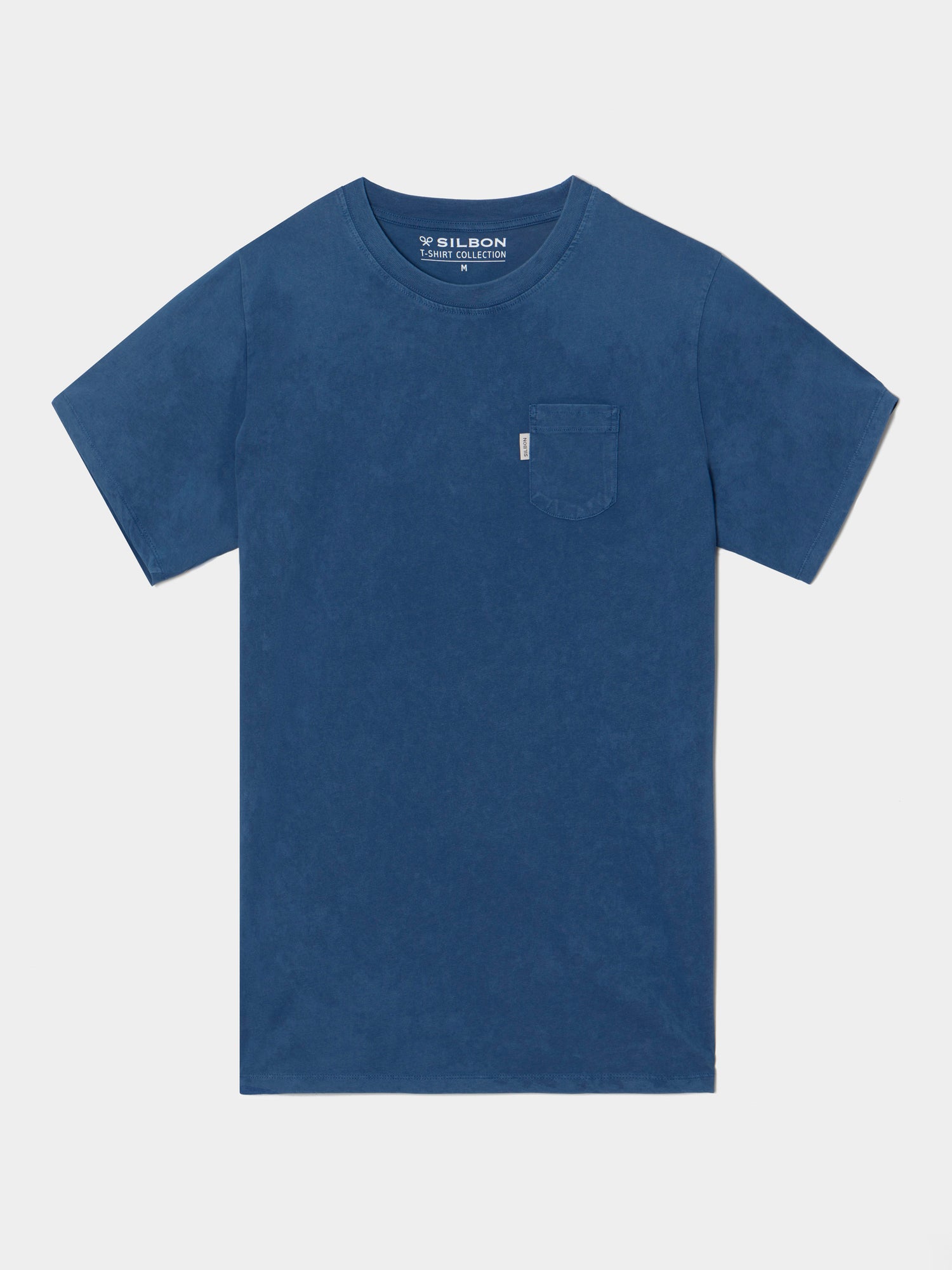 Camiseta silbon lisa bolsillo azul