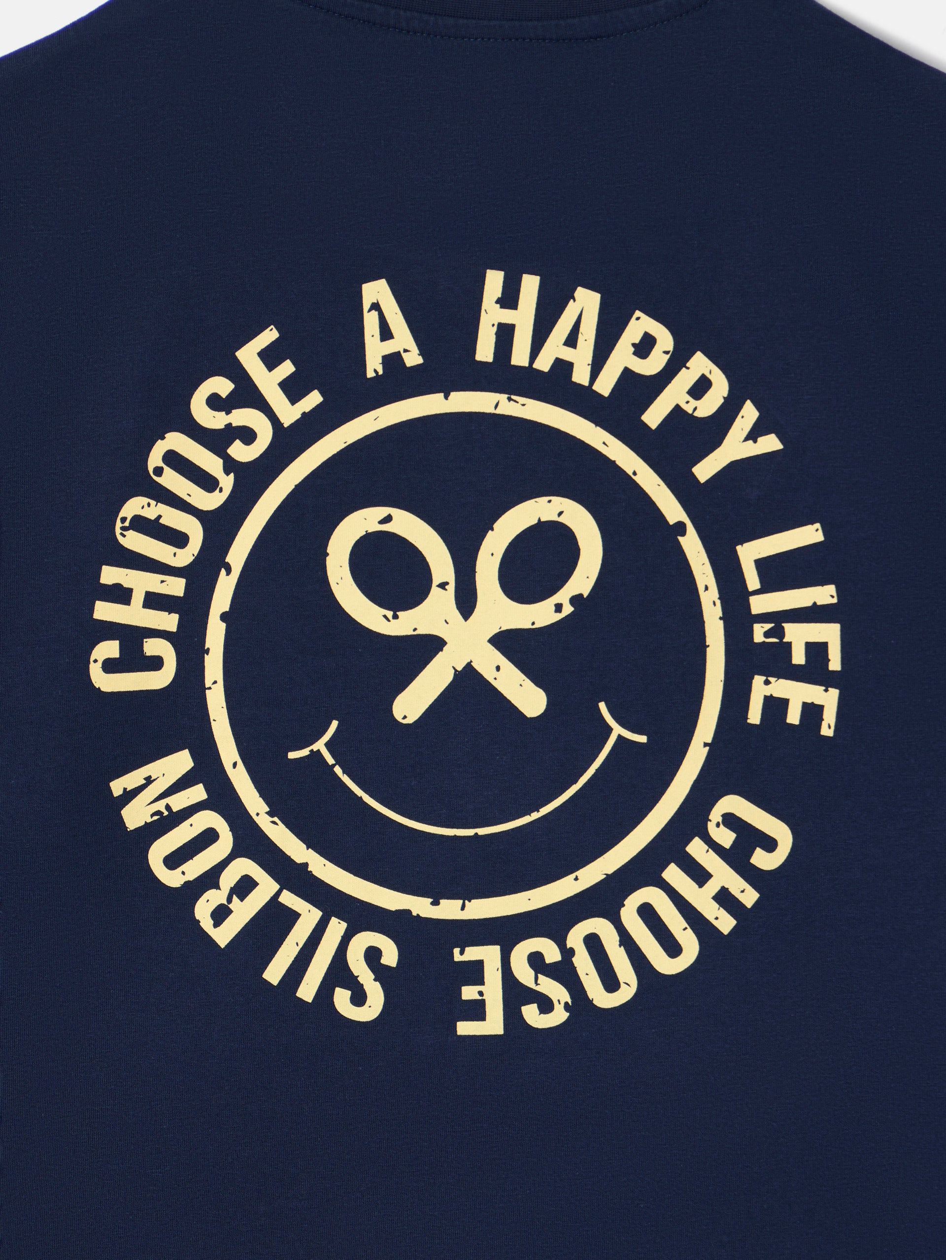 Camiseta happy life azul marino