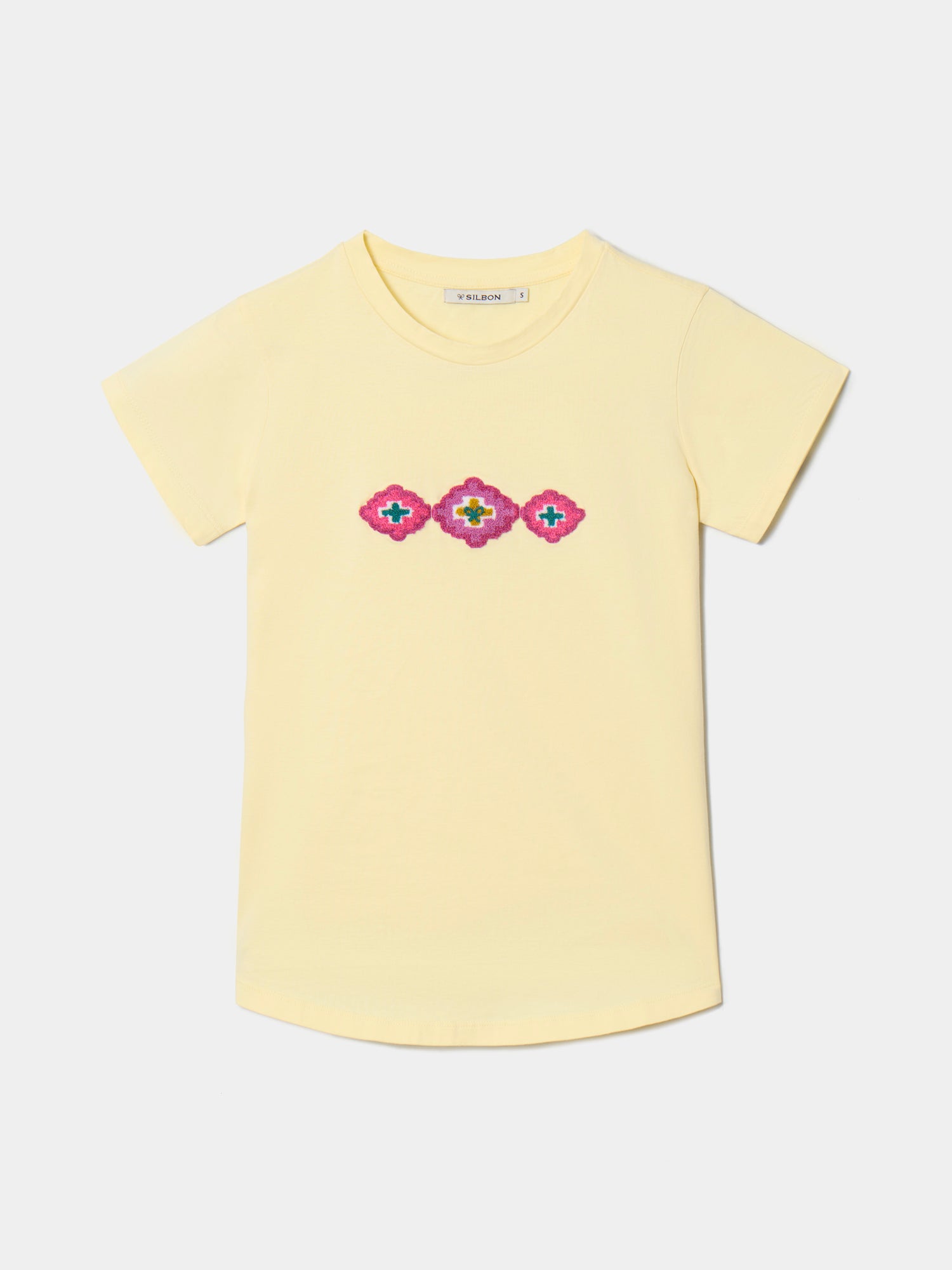 Camiseta woman dibujos etnicos amarilla 