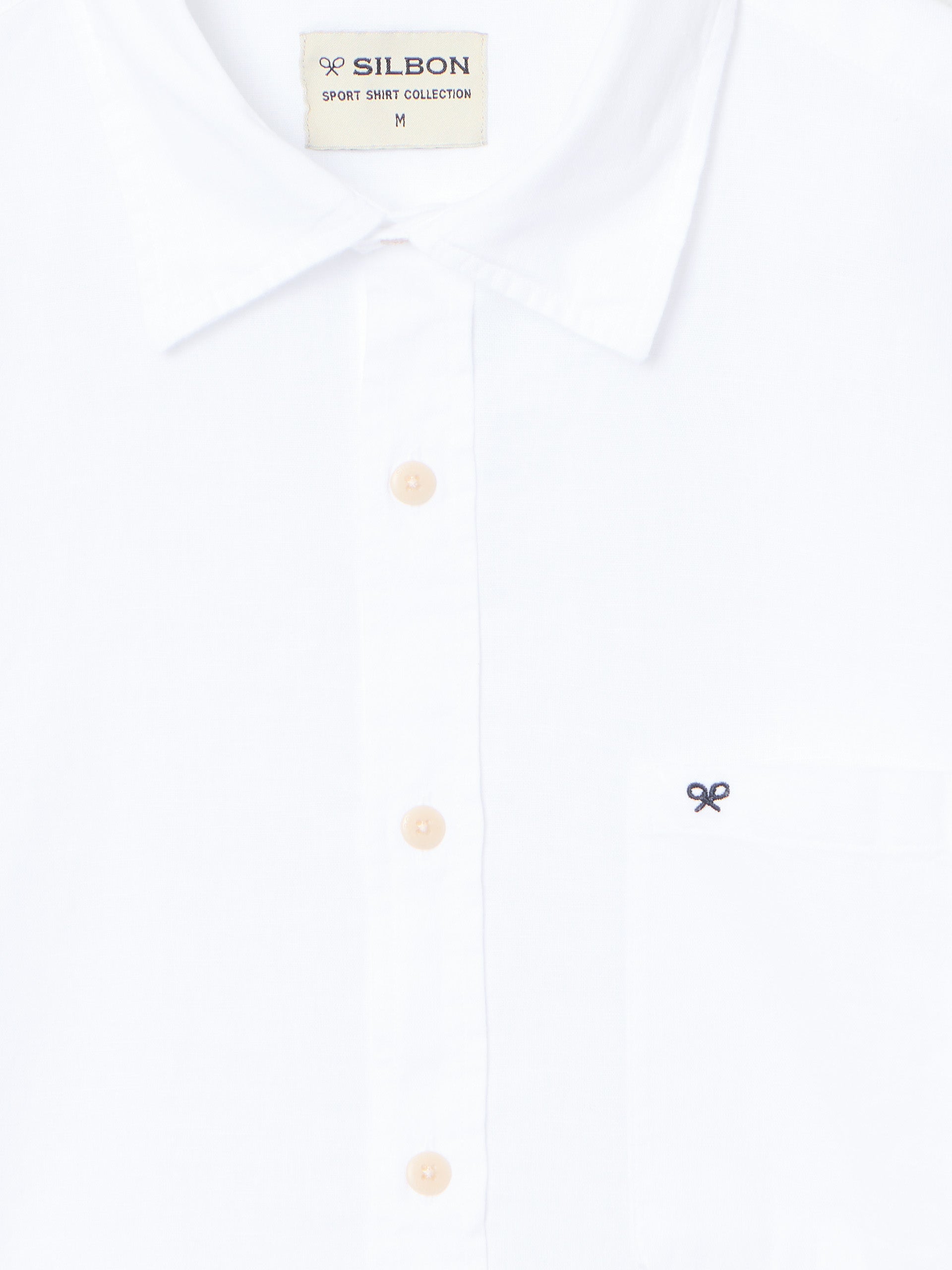 Camisa sport lino manga corta blanca 