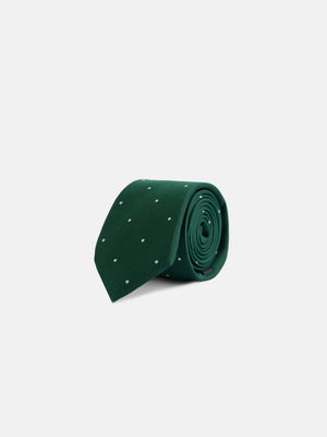 Cravate enfant à micro-pois verte