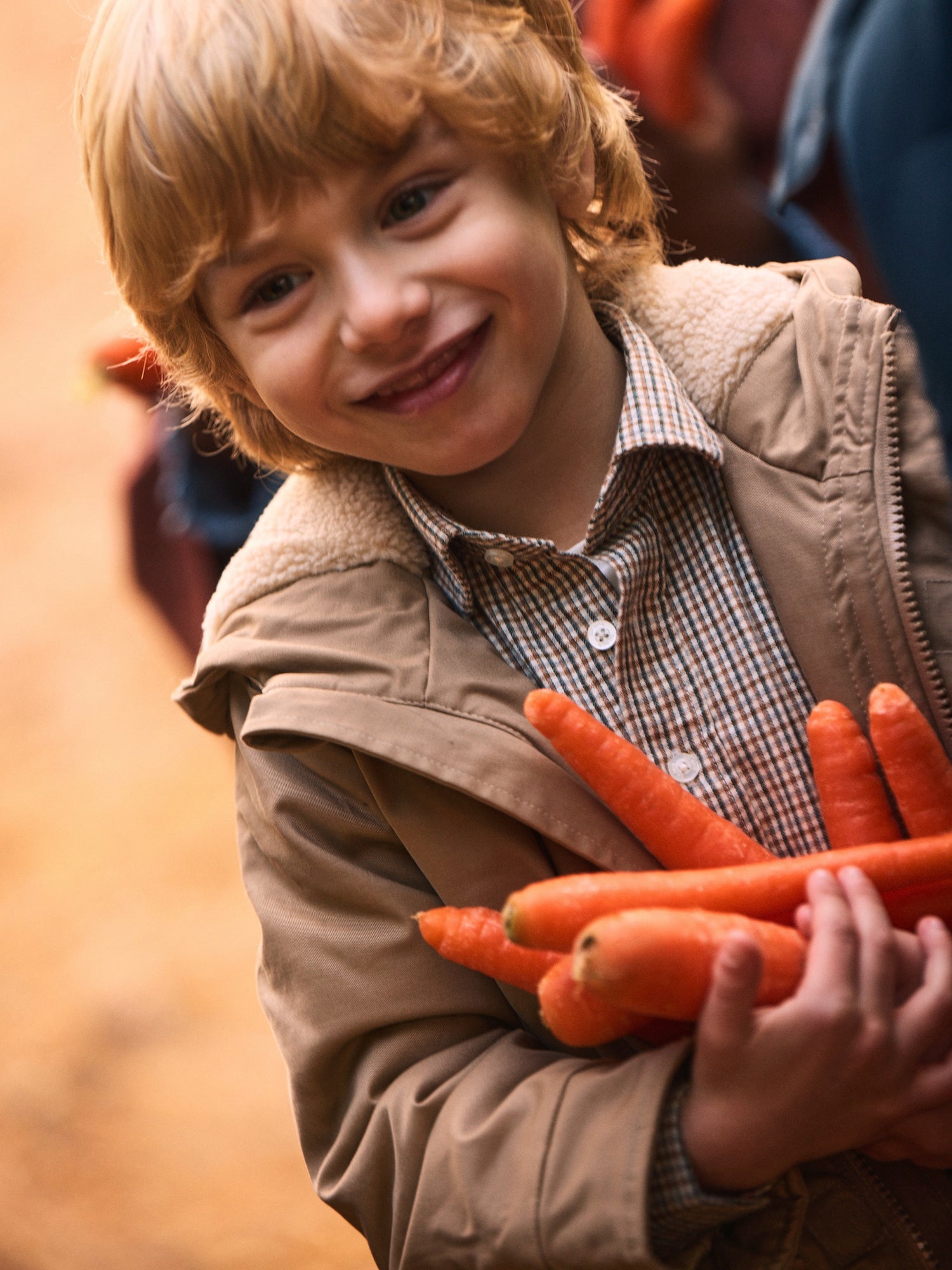 Kids coat with hood and pockets, medium beige