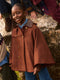 Cape fille avec détails en cuir à carreaux marron