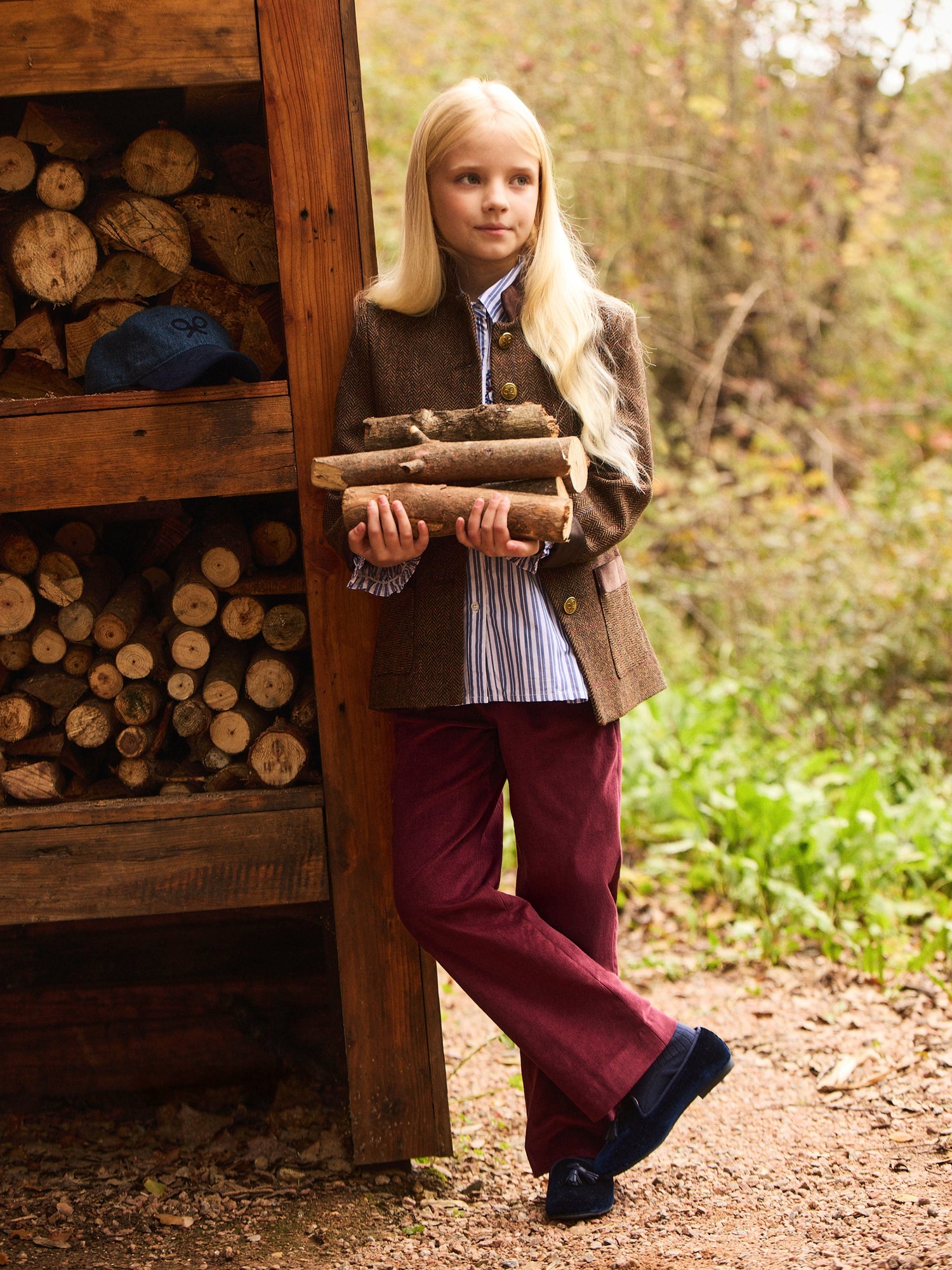 Pantalon girl pana burdeos