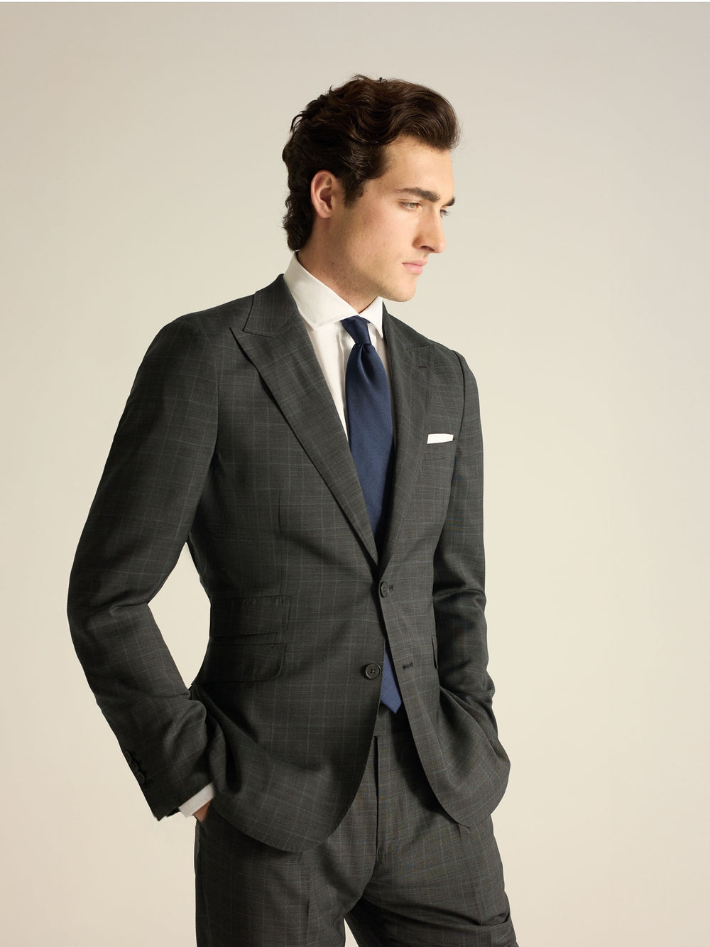 Gray prince of wales suit jacket