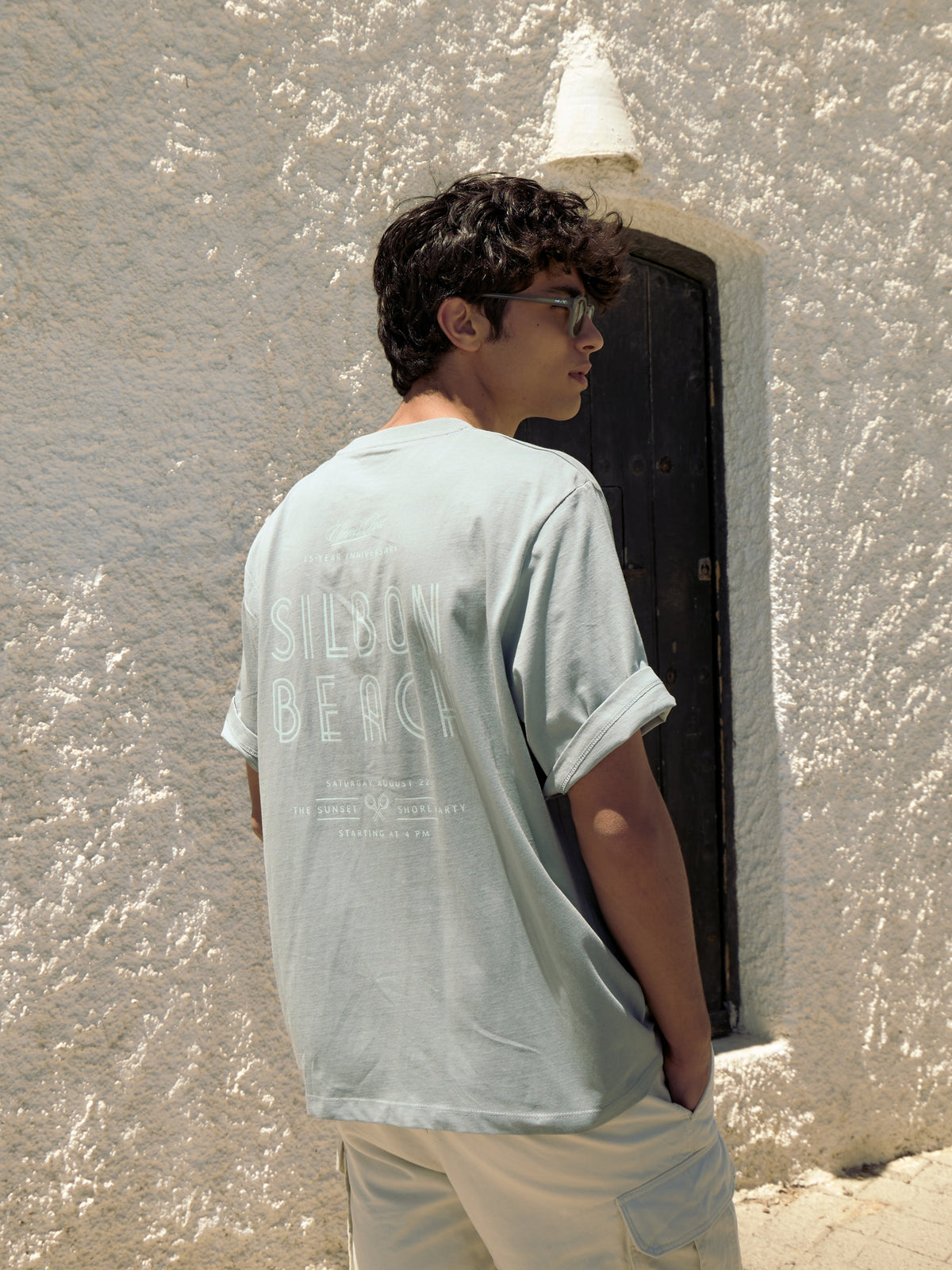 Camiseta special fit Silbon sunset party água-marinha