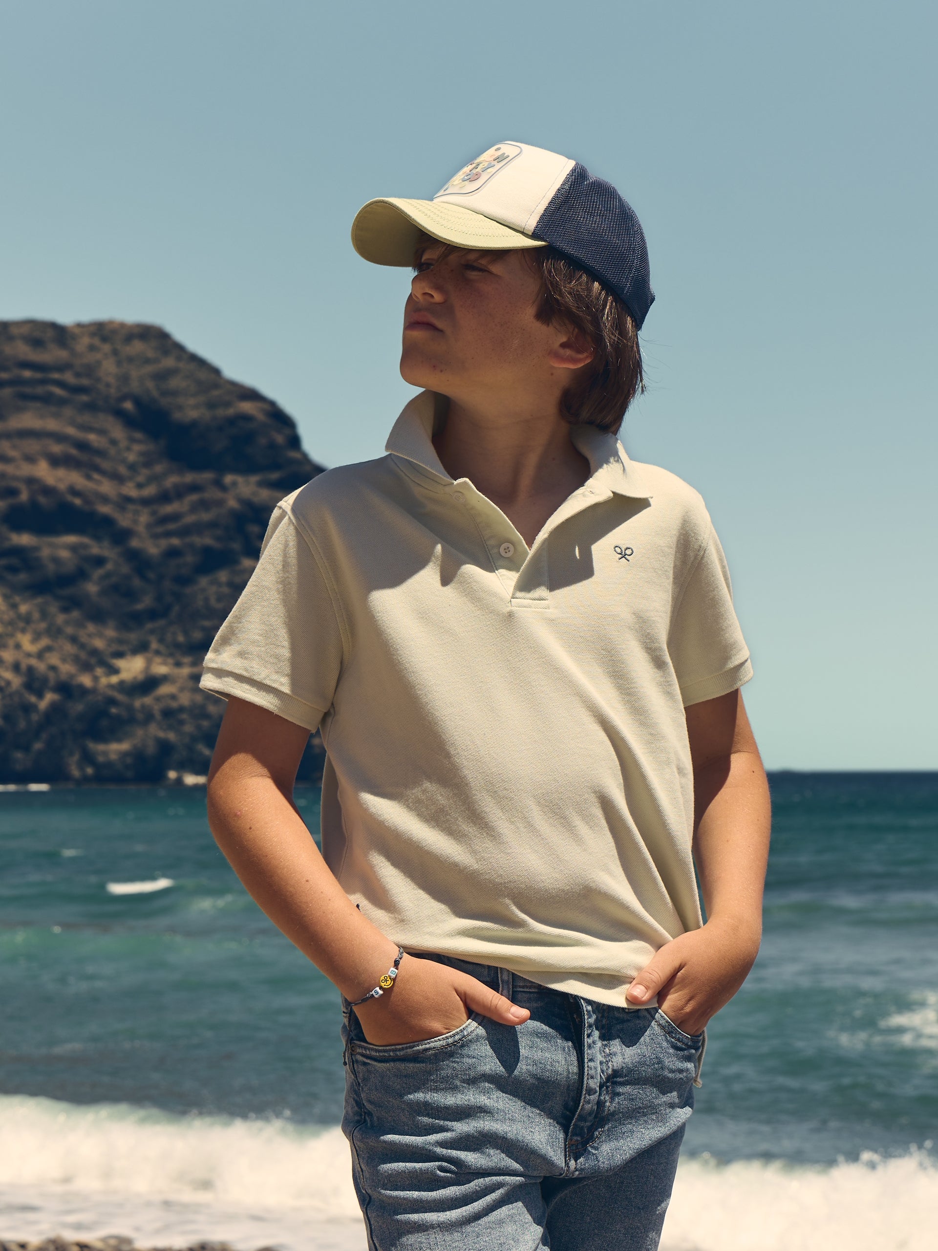 Kids' ethnic racket yellow polo