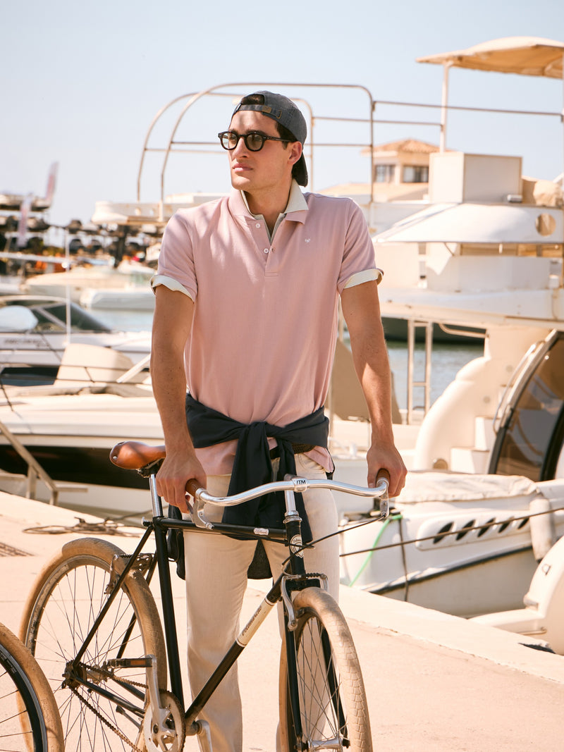 Polo clássico liso rosa