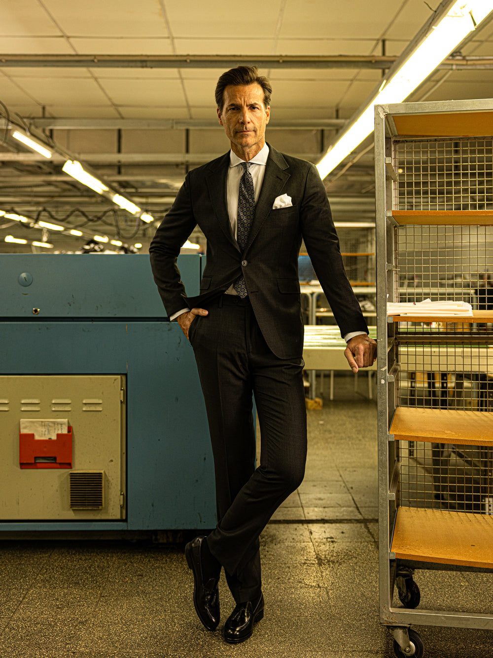 Gray bird's eye suit pants