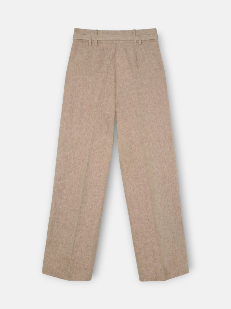 Pantalon recto aberturas beige