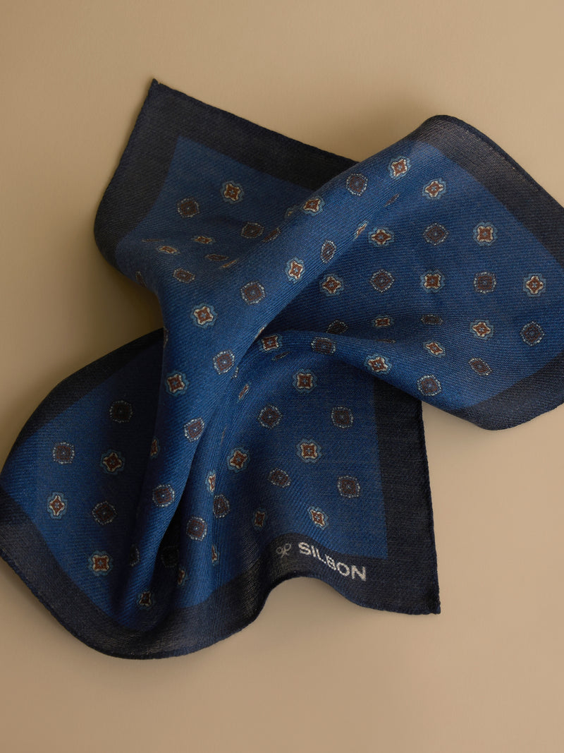 Foulard à motifs géométriques bleu