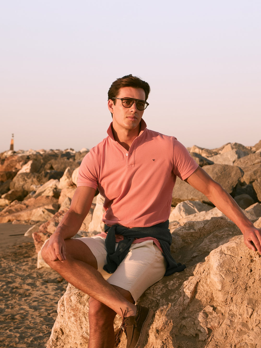 Polo clasico liso coral