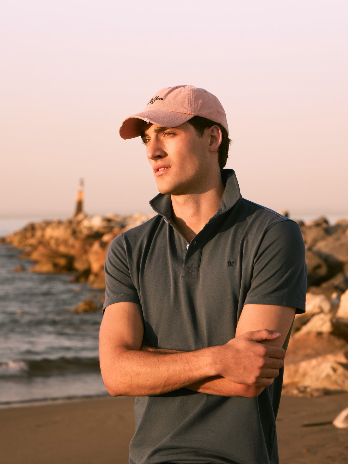 Polo clássico garment dye verde escuro
