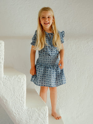 Saia menina estampado azul