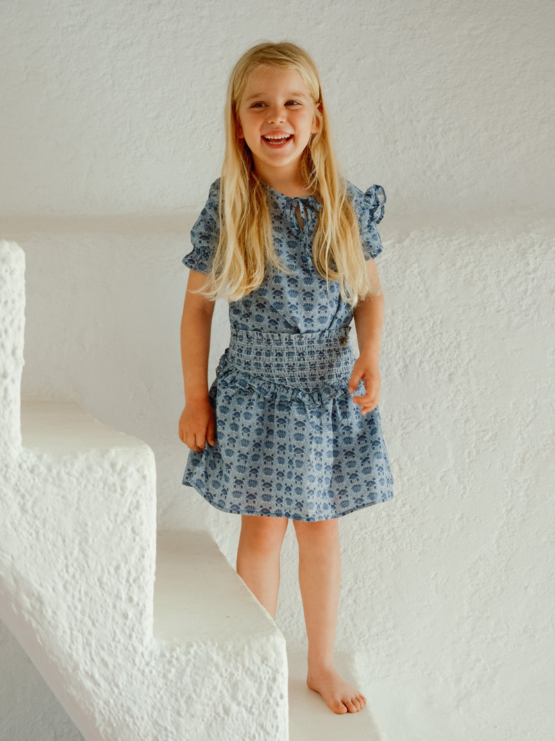 Saia menina estampado azul
