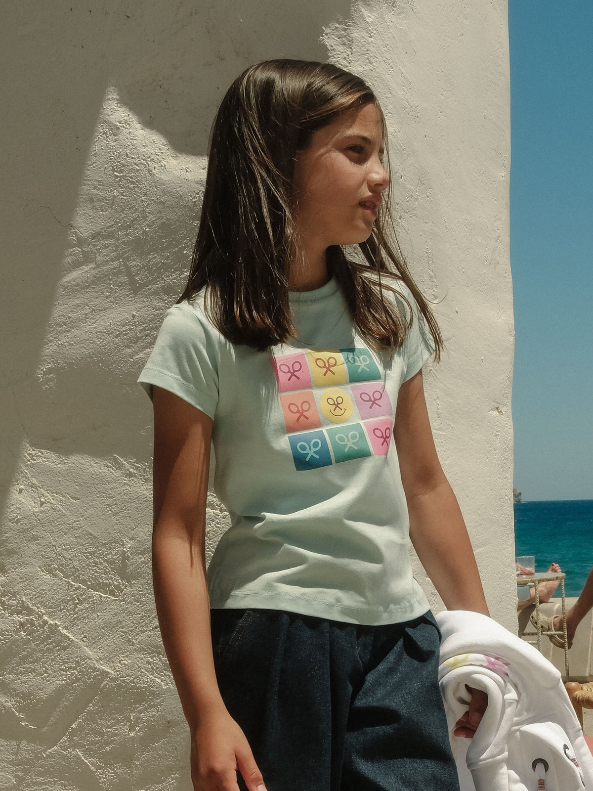 T-shirt menina raquetes multicolor azul