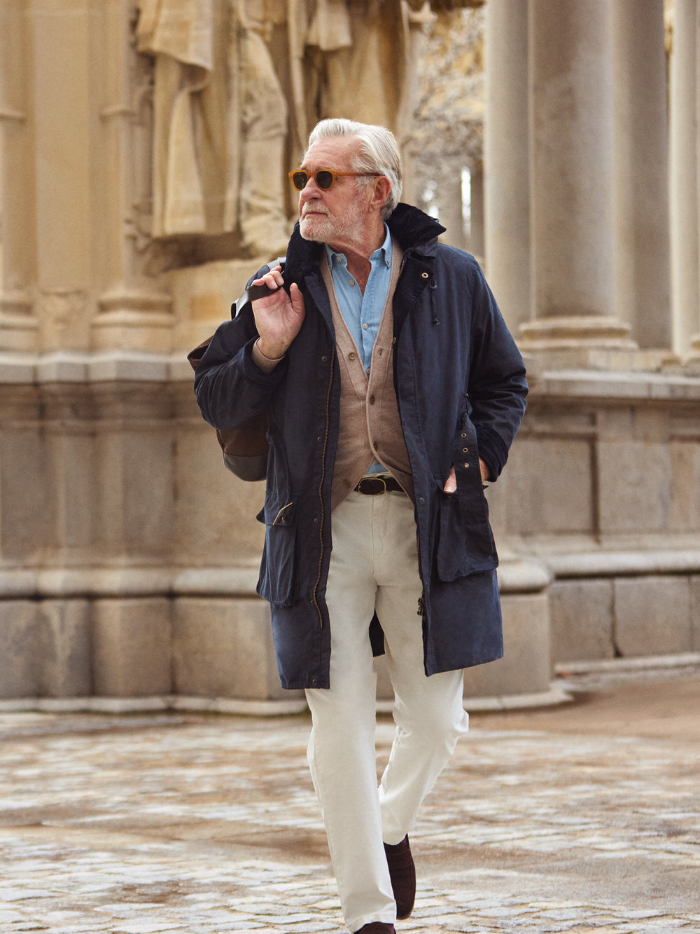 Abrigo largo encerado azul marino