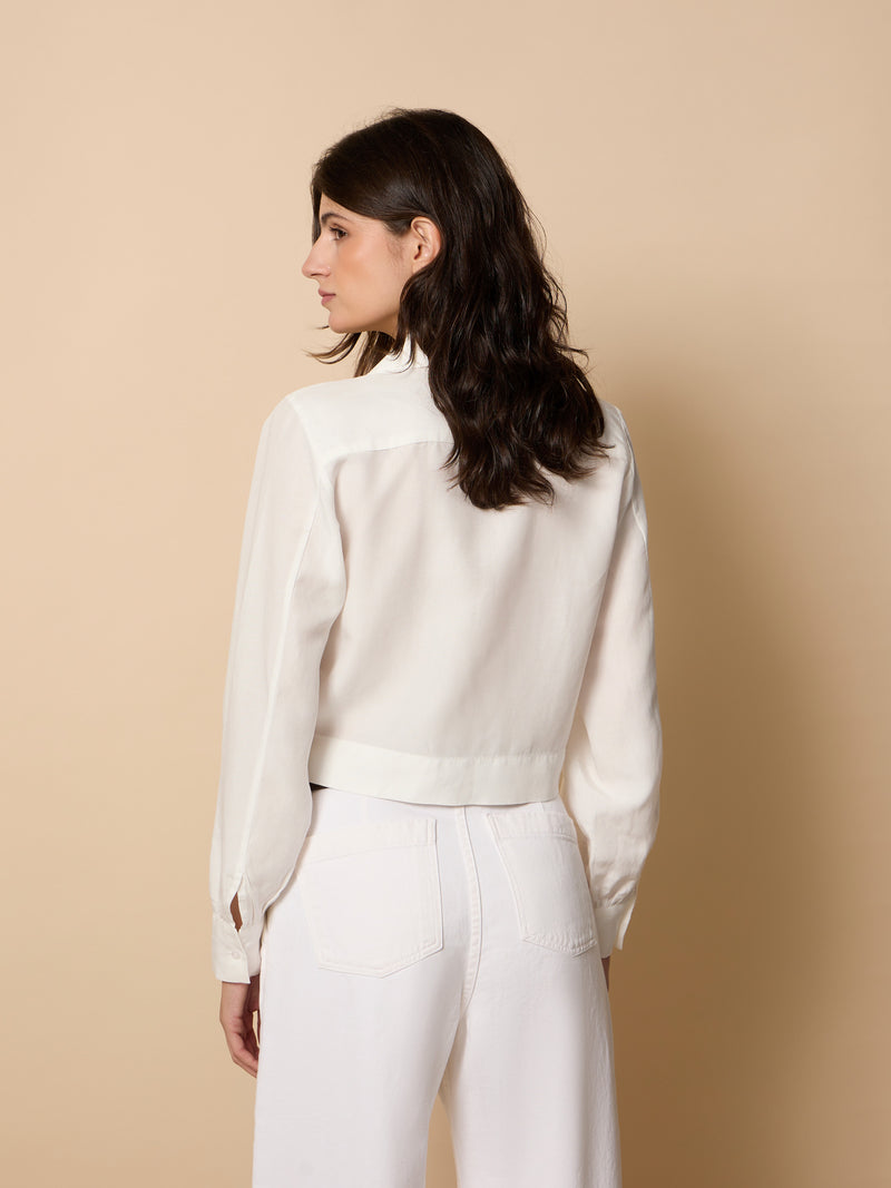 Unique cross-tied white shirt