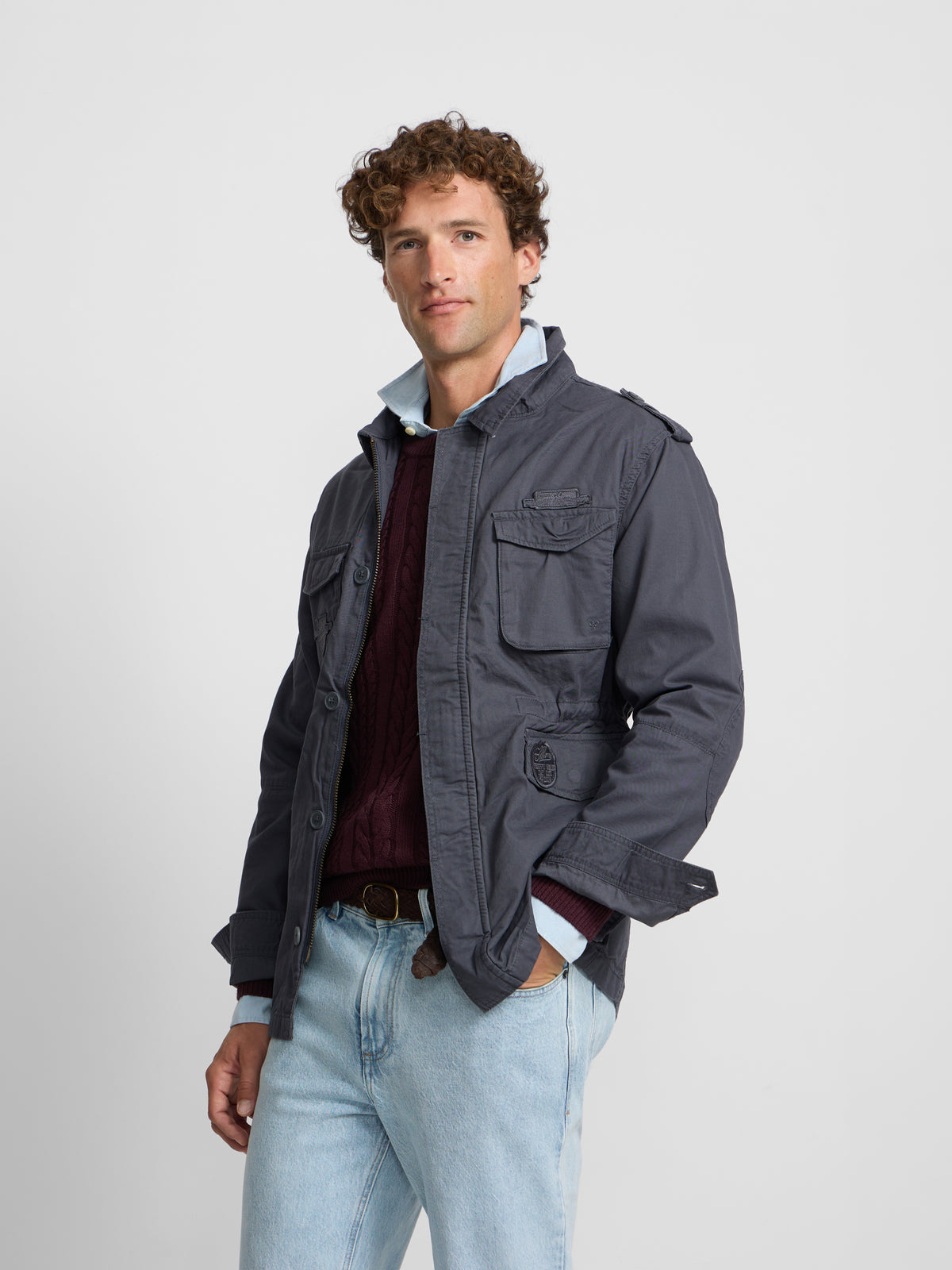 Navy blue military jacket